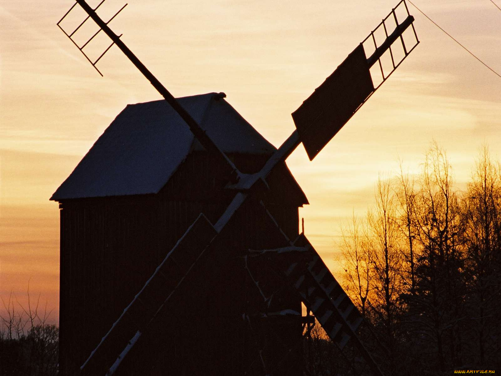 разное, мельницы, сумерки, вечер, мельница