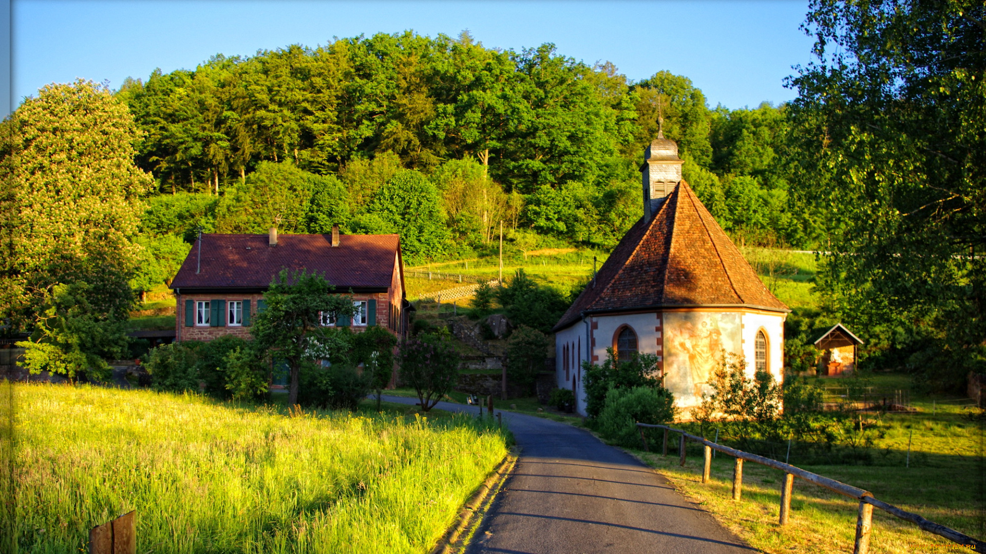 германия, бавария, аморбах, города, пейзажи, дома, улица, дорога