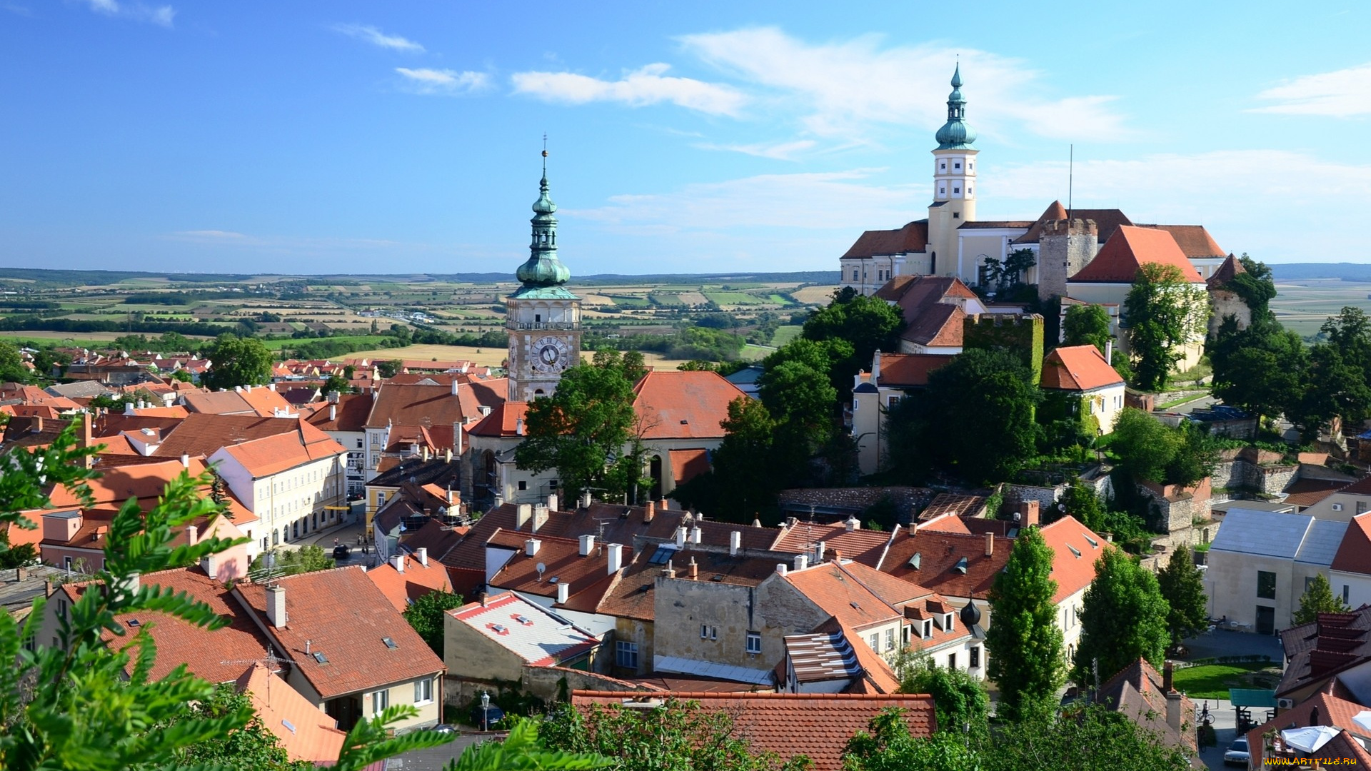mikulov, Чехия, города, панорамы, панорама