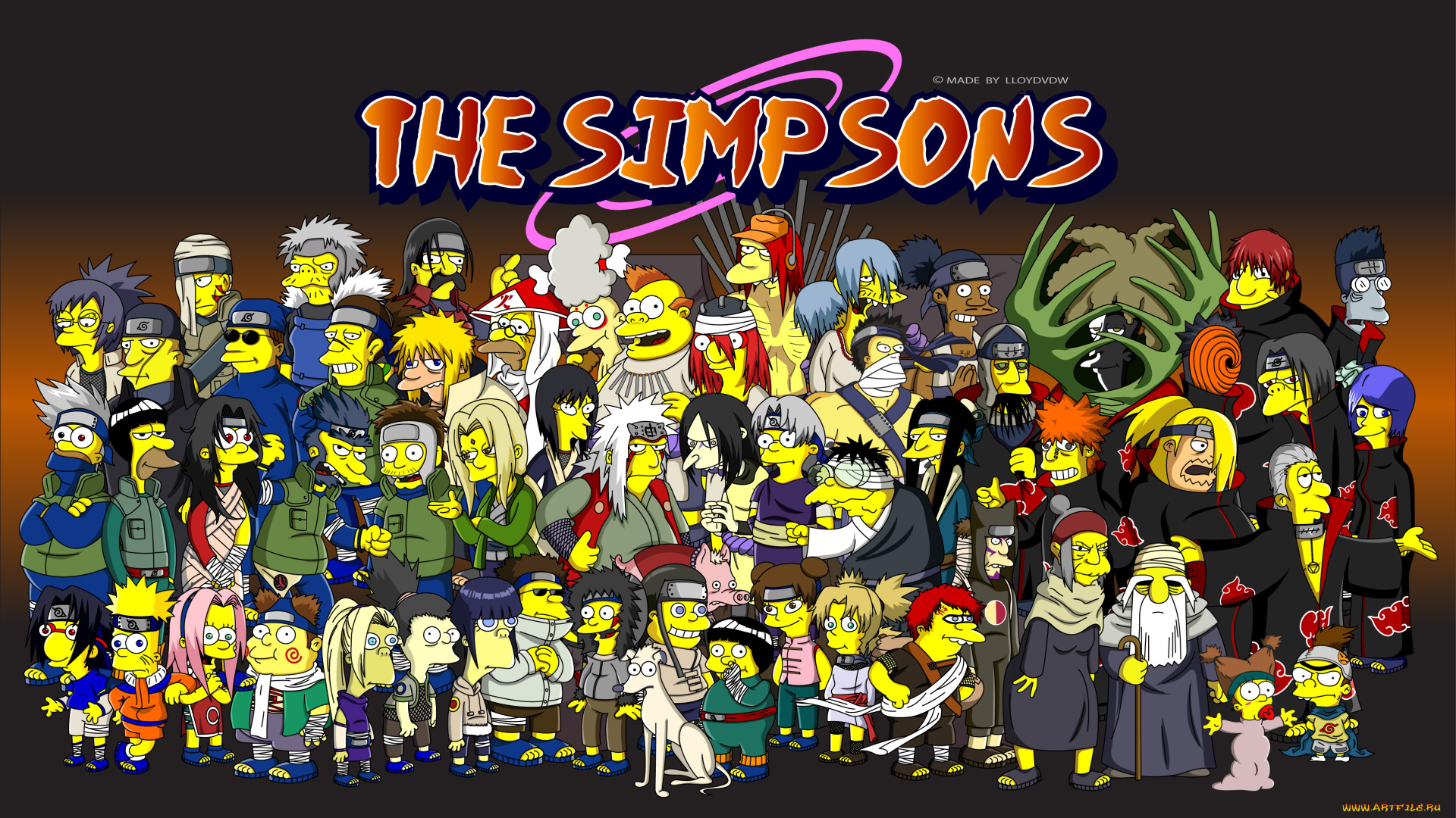 мультфильмы, the, simpsons, akatsuki, villains, heroes, simpson