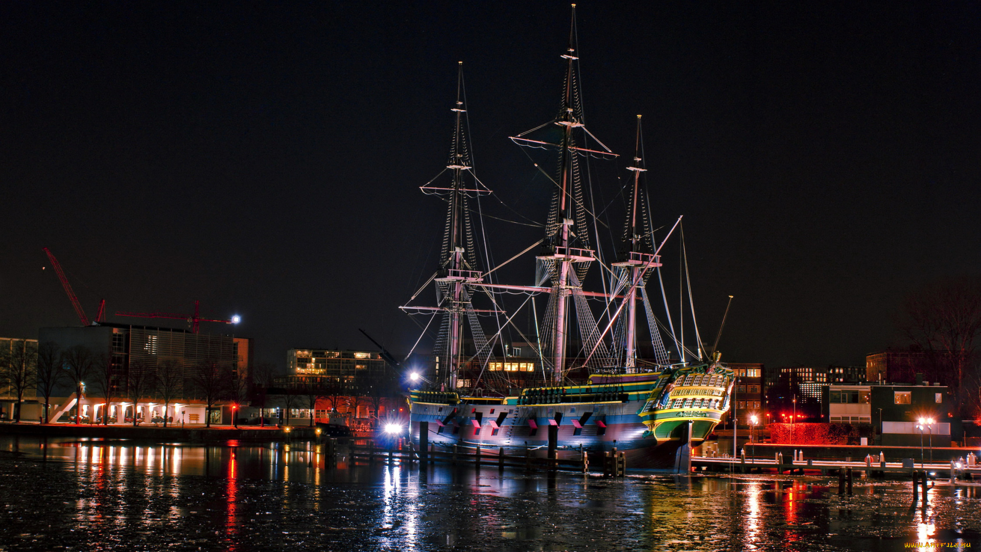 нидерланды, амстердам, корабли, парусники, река