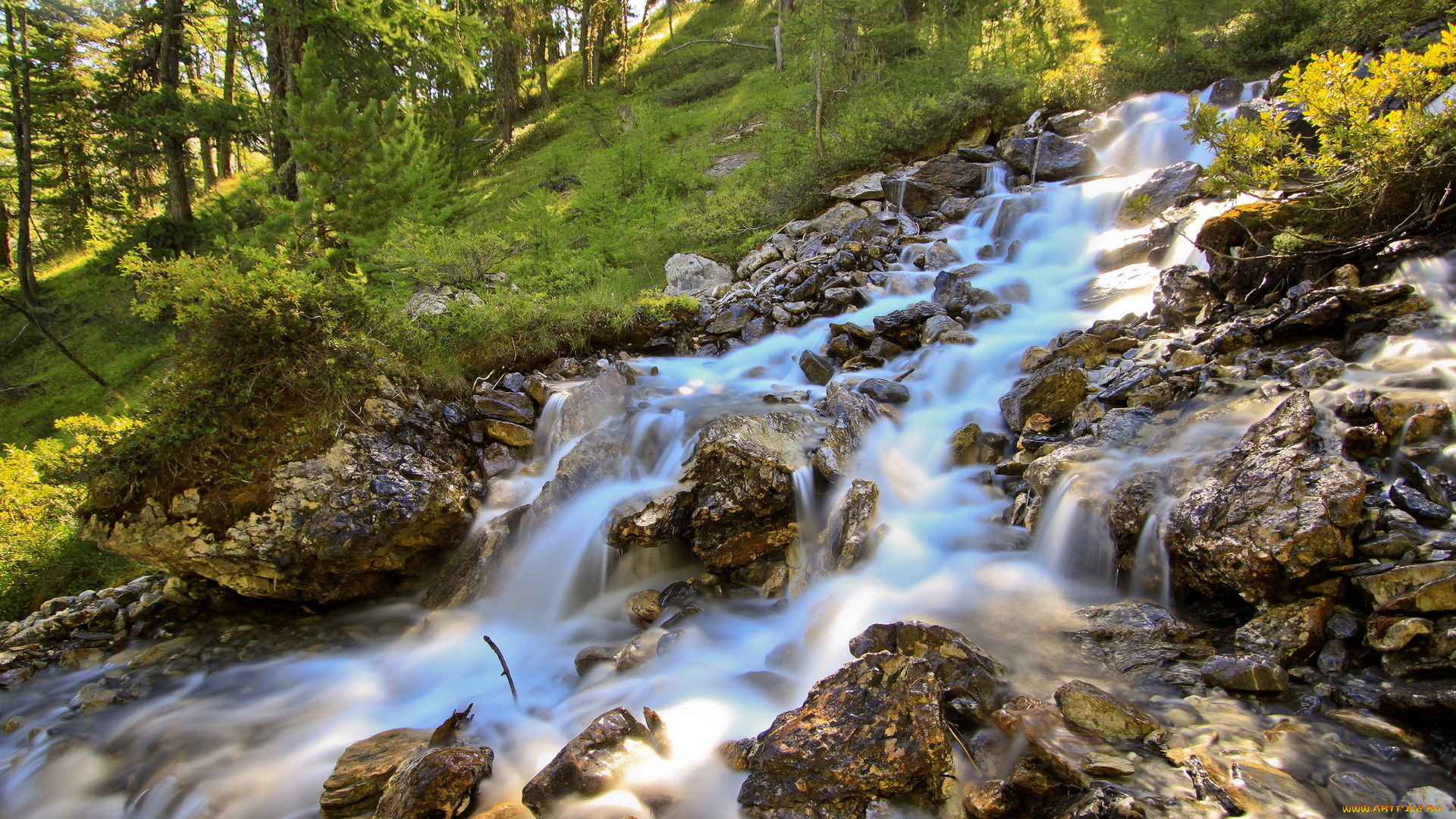 природа, реки, озера, лес, камни, речка, каскад