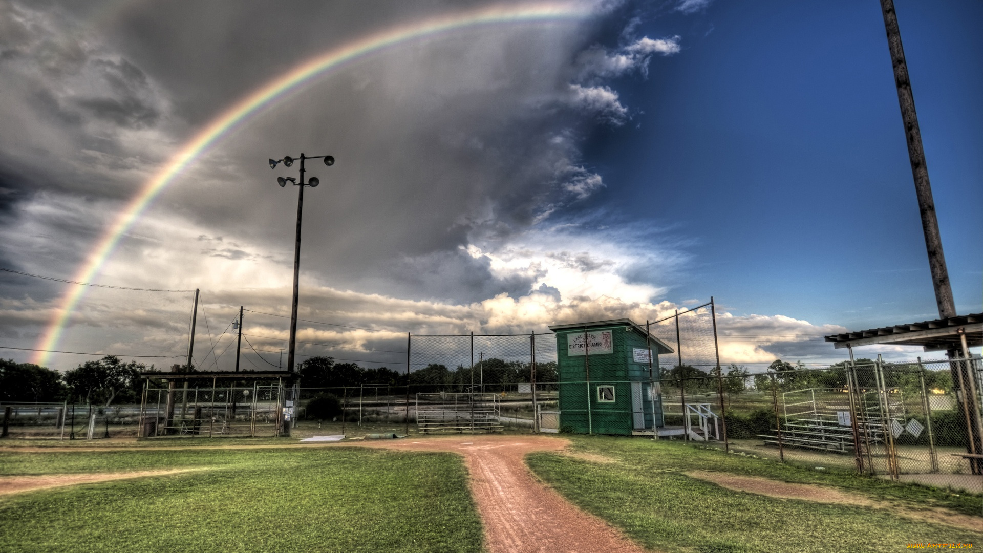 the, rainbow, природа, радуга, облака