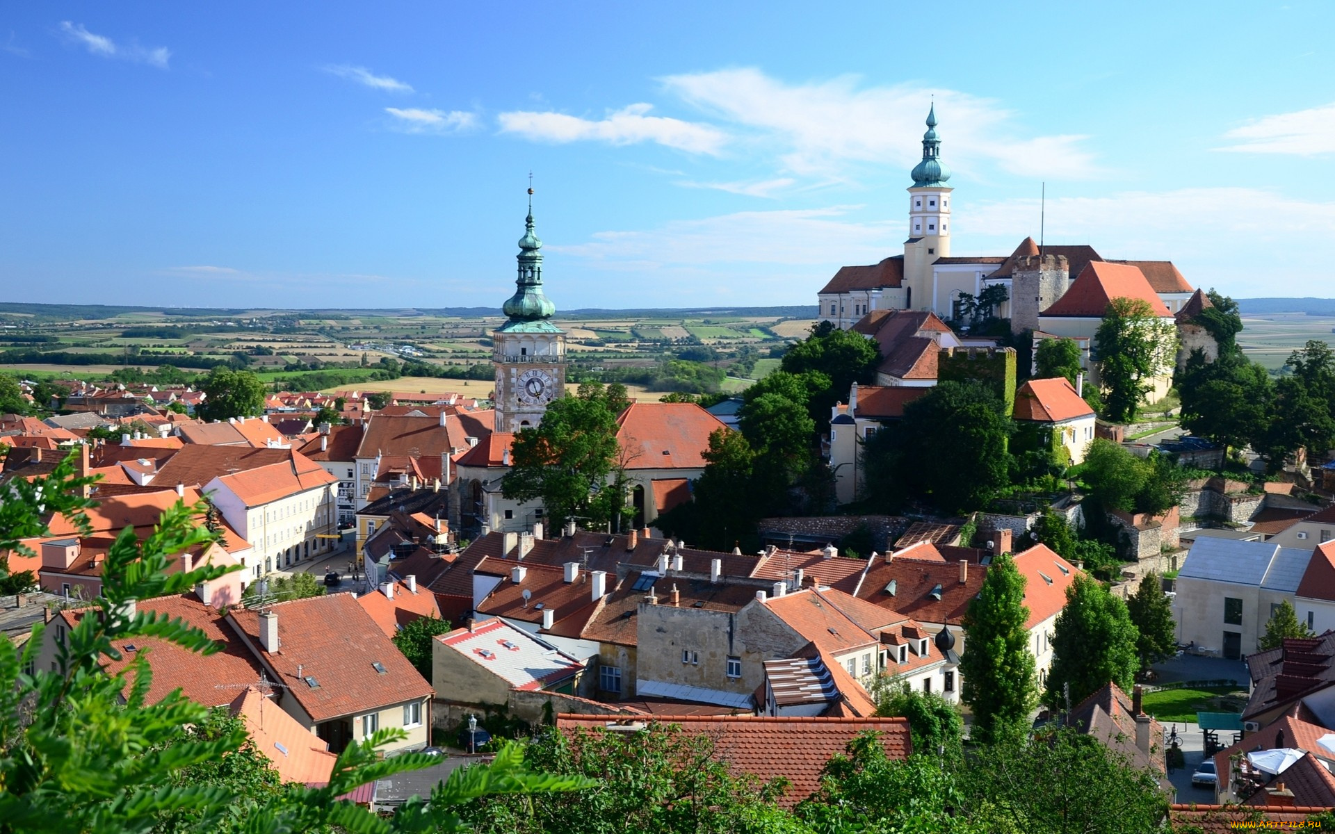 mikulov, Чехия, города, панорамы, панорама