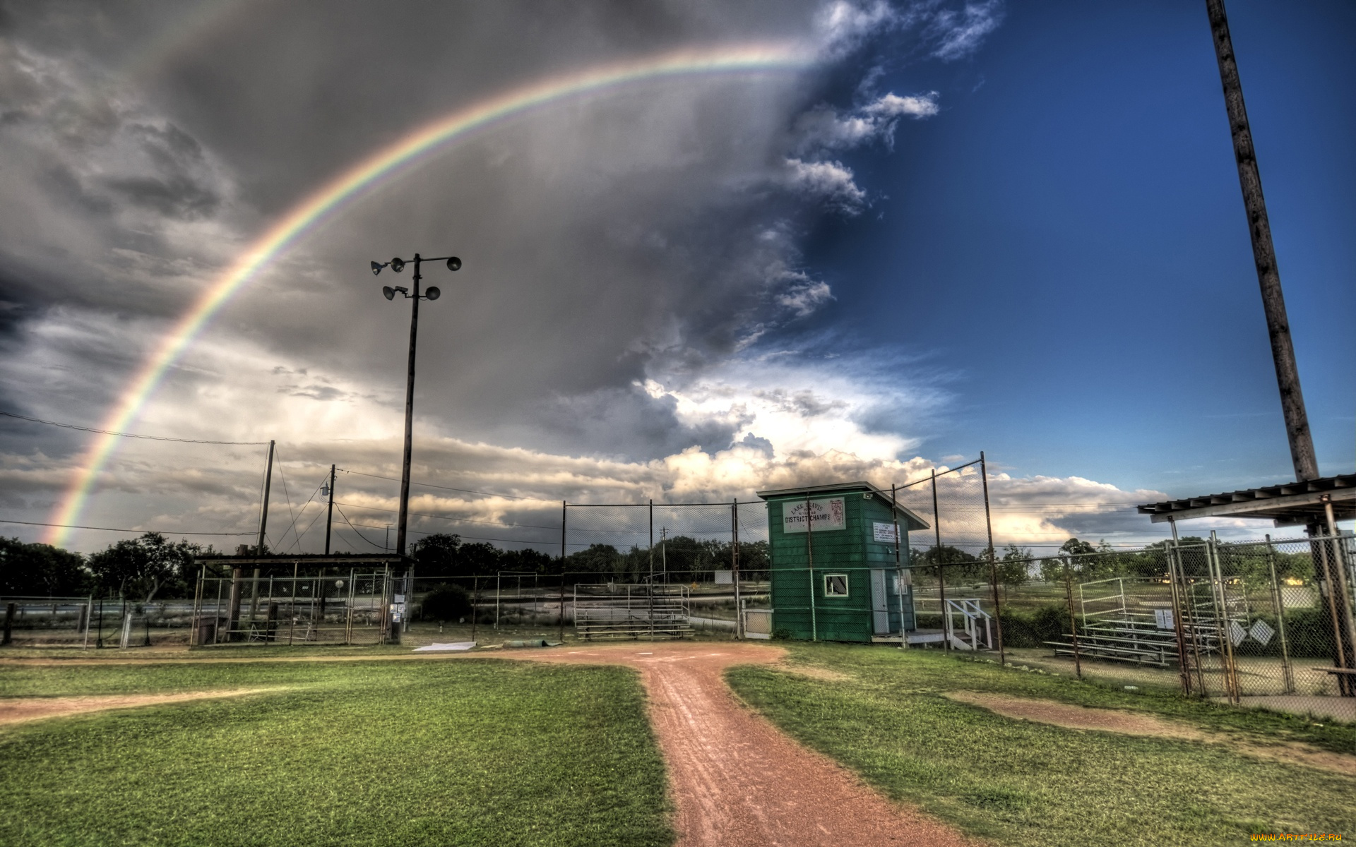 the, rainbow, природа, радуга, облака