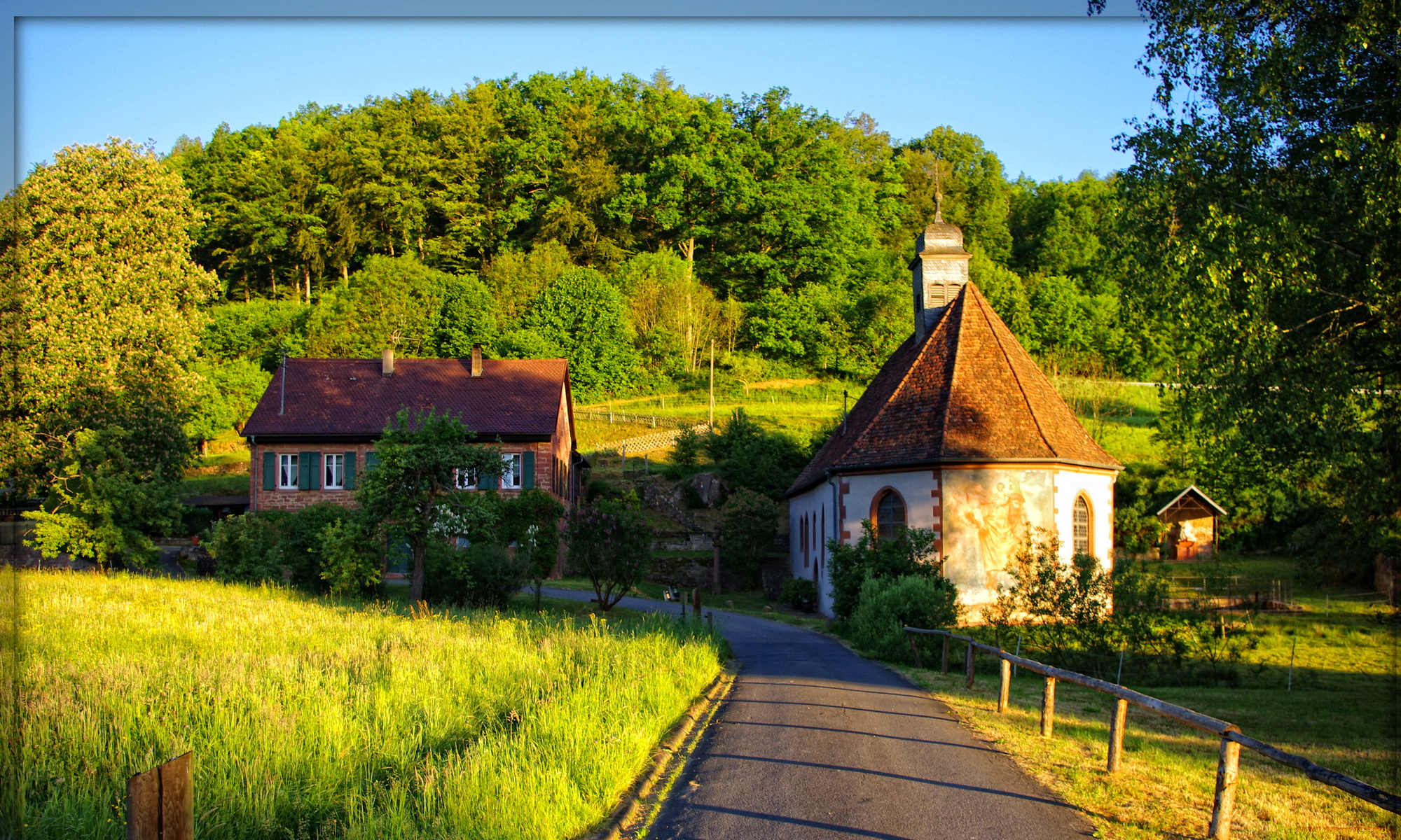 германия, бавария, аморбах, города, пейзажи, дома, улица, дорога