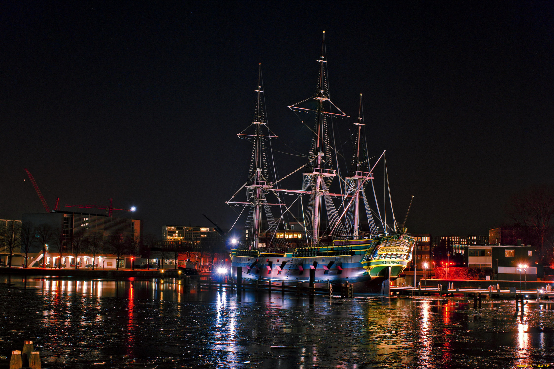 нидерланды, амстердам, корабли, парусники, река