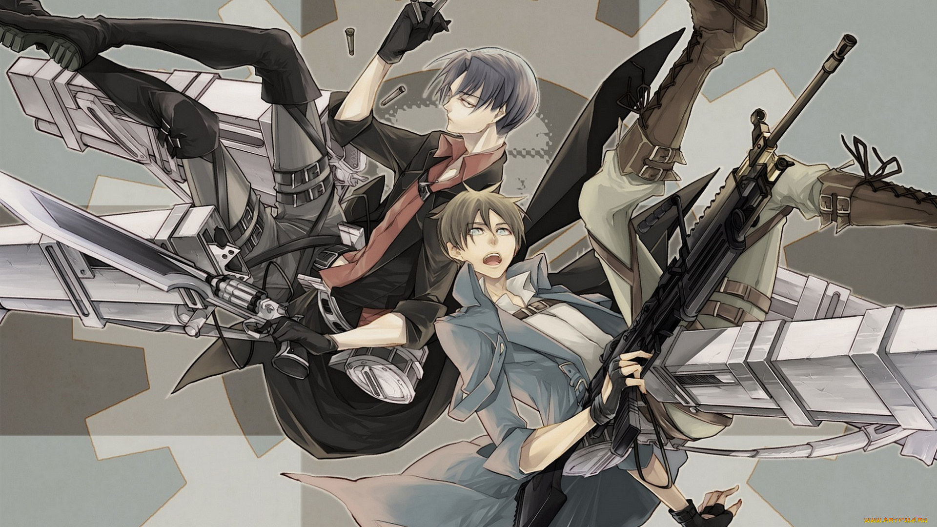 аниме, shingeki, no, kyojin, арт, eren, jaeger, levi, атака, титанов