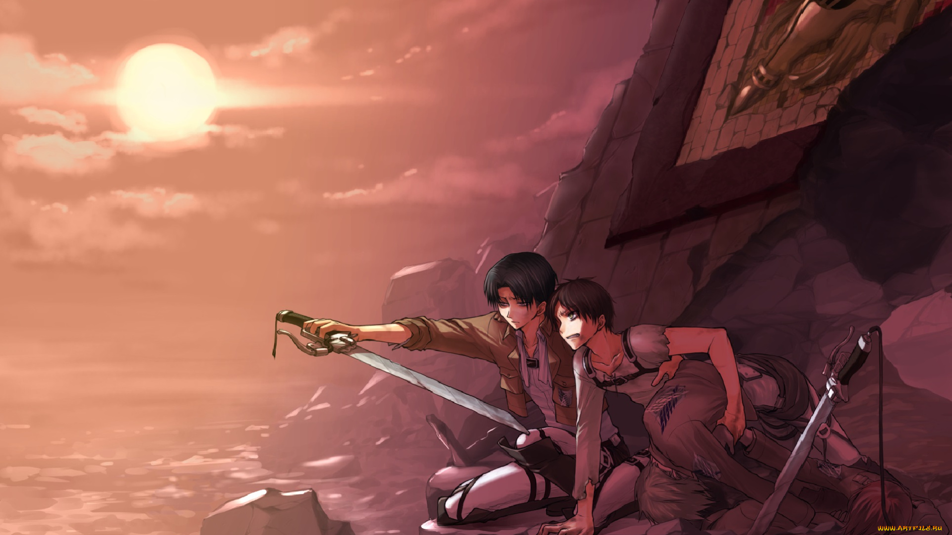 аниме, shingeki, no, kyojin, атака, титанов, арт, eren, jaeger, rivaille, levi