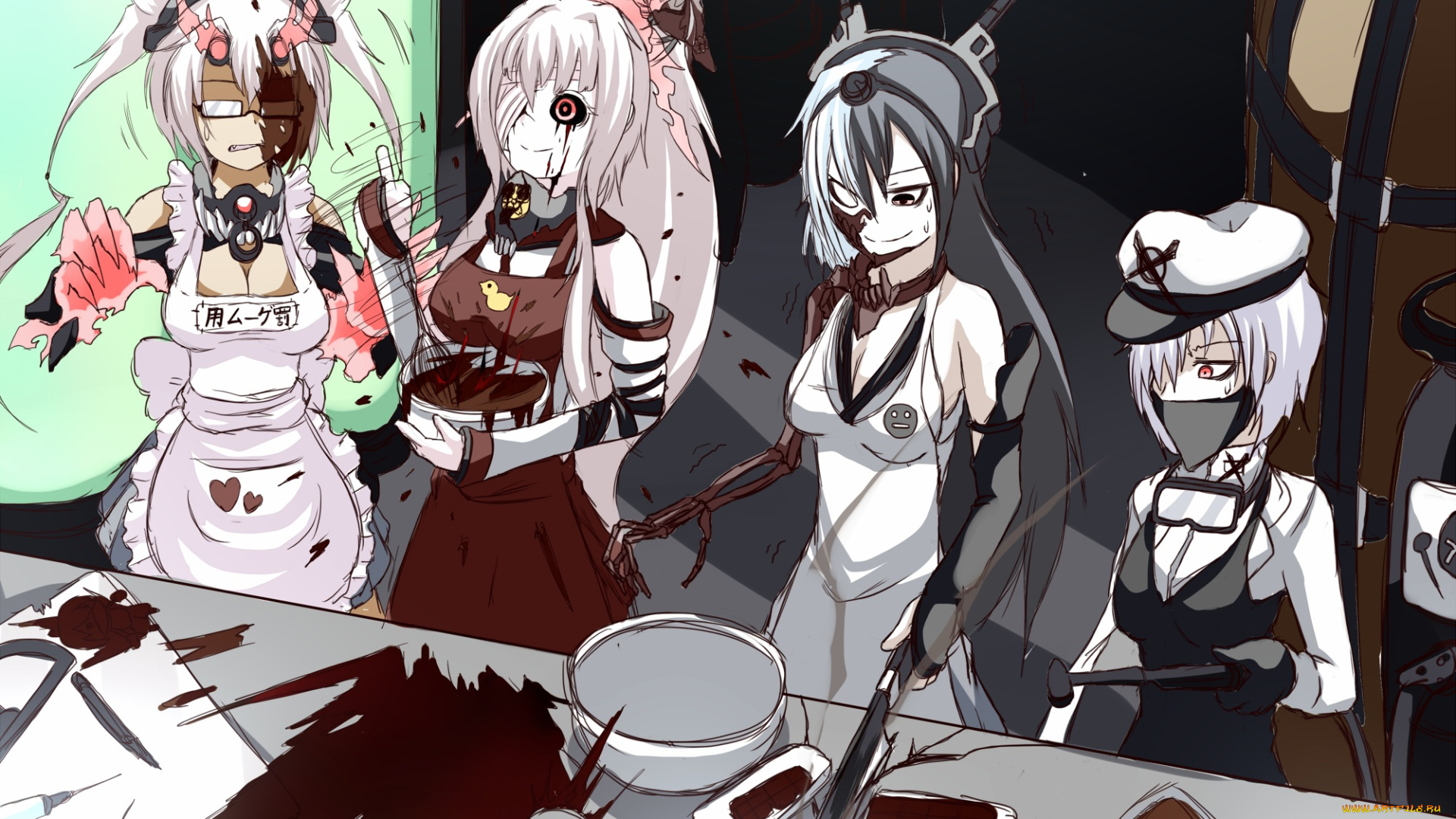 аниме, touhou, девушки, арт, зомби