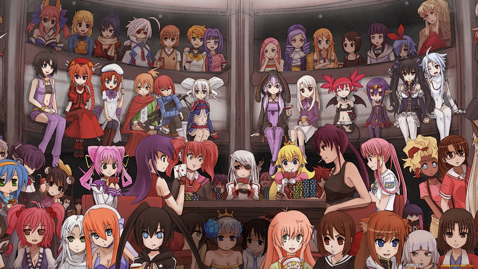 аниме, *unknown, , другое, девушки, персонажи, много, разные, арт