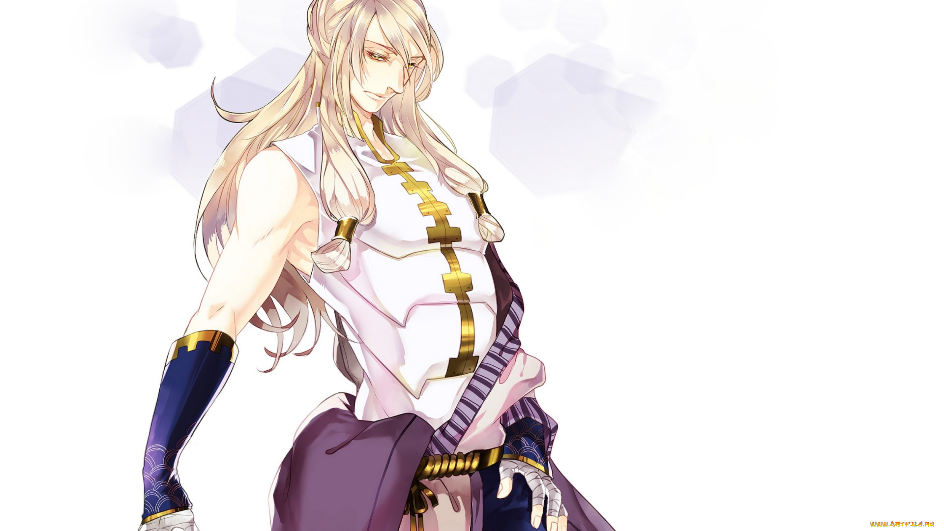 аниме, *unknown, , другое, парень, блондин, арт, белый, фон