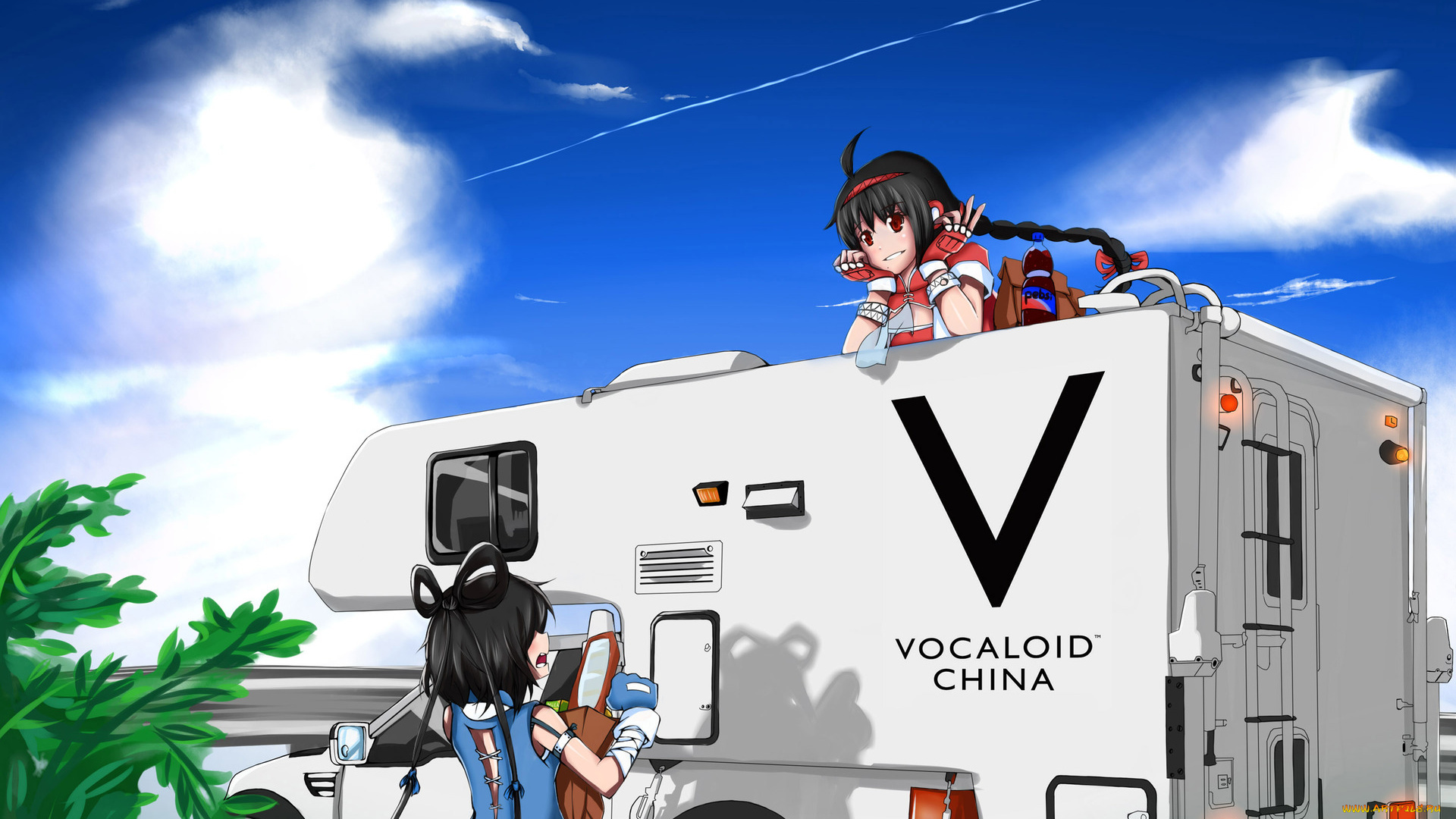 аниме, vocaloid, автомобиль, взгляд, девушки