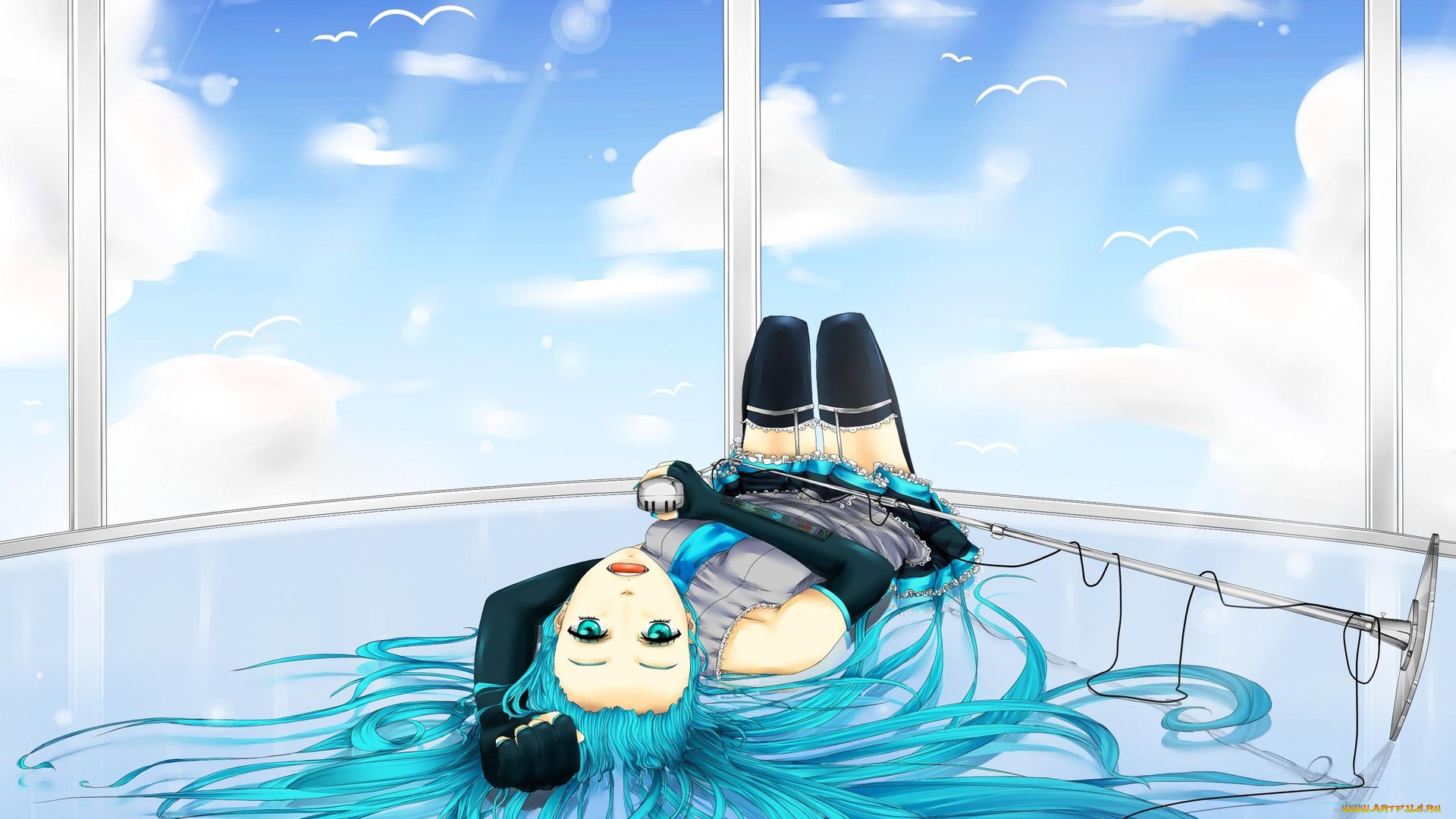 аниме, vocaloid, волосы, взгляд, девушка, hatsune, miku