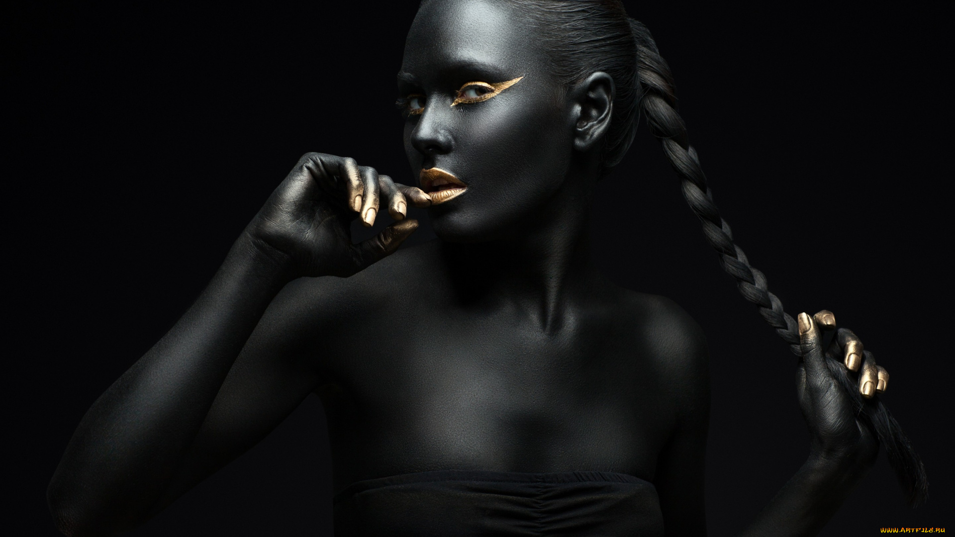 девушки, -unsort, , креатив, фон, взгляд, волосы, косичка, девушка, стиль