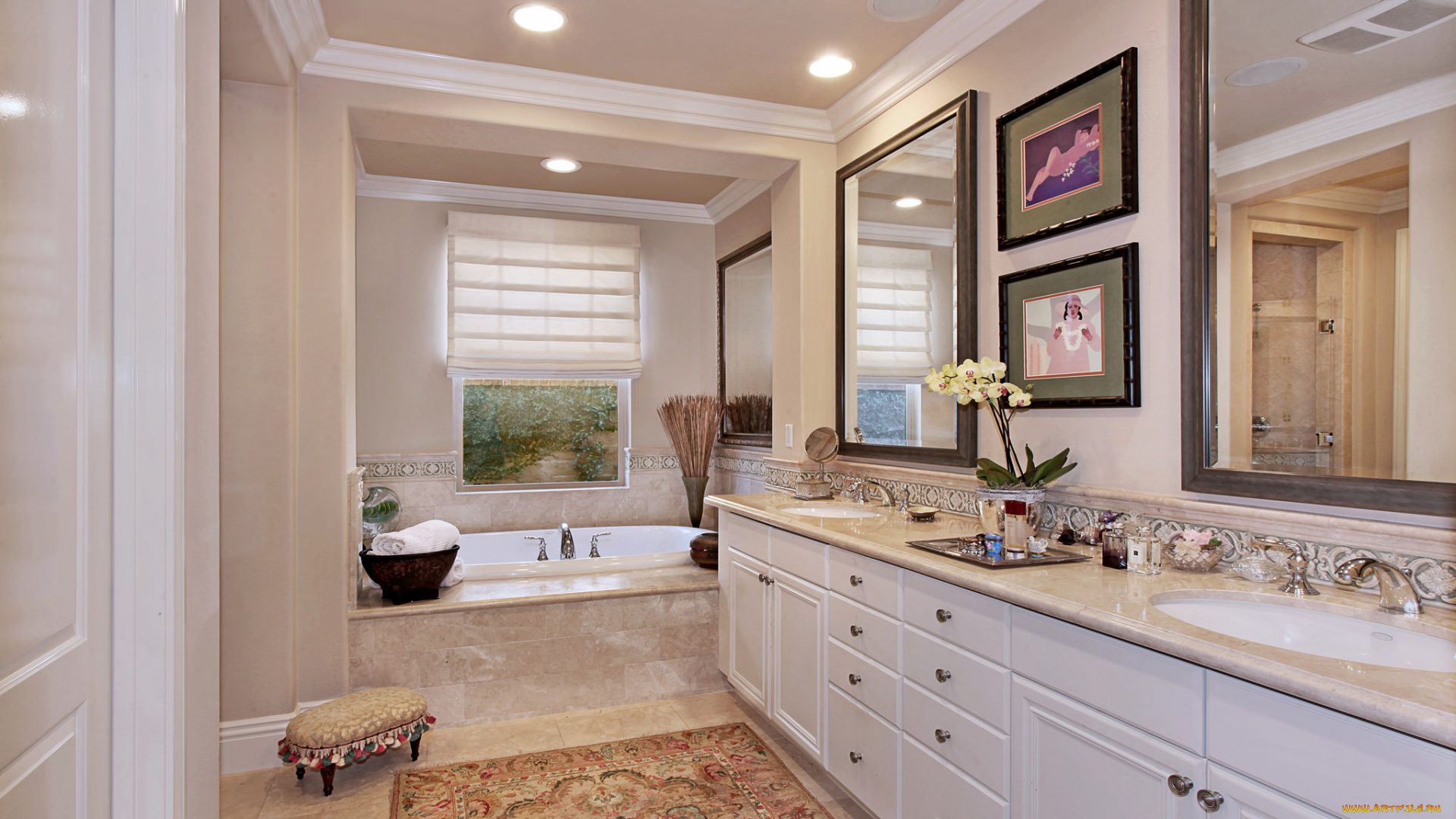 интерьер, ванная, и, туалетная, комнаты, ванная, стиль, стульчик, дизайн