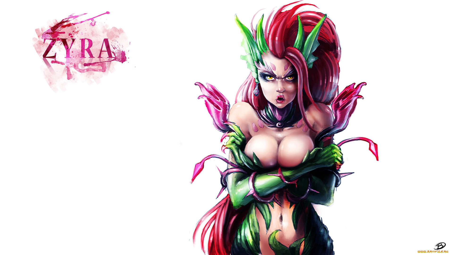 league, of, legends, фэнтези, существа, lol, league, of, legends, простой, фон, zyra
