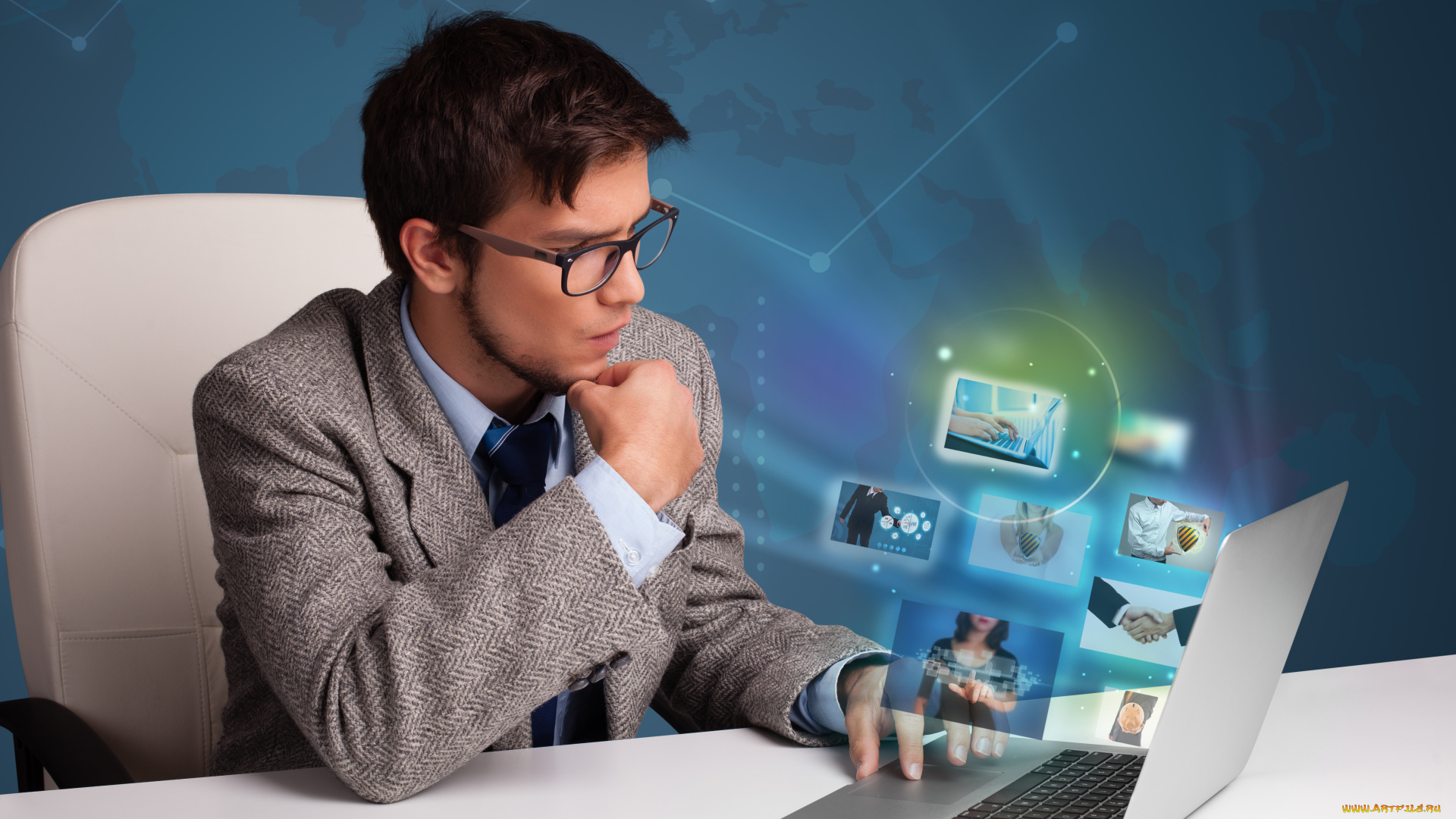 мужчины, -, unsort, ноутбук, работа, парень