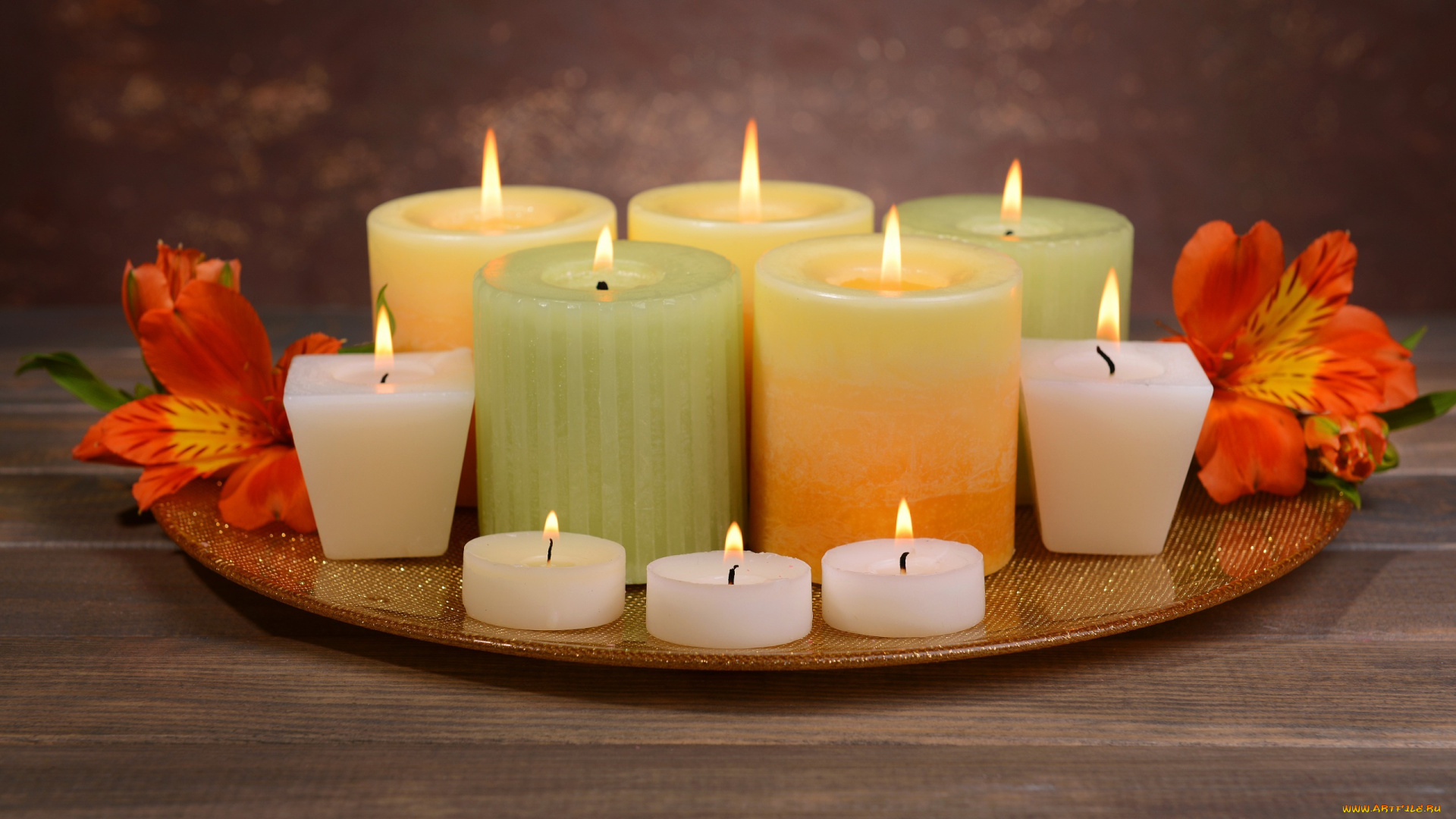 разное, свечи, лепестки, цветы