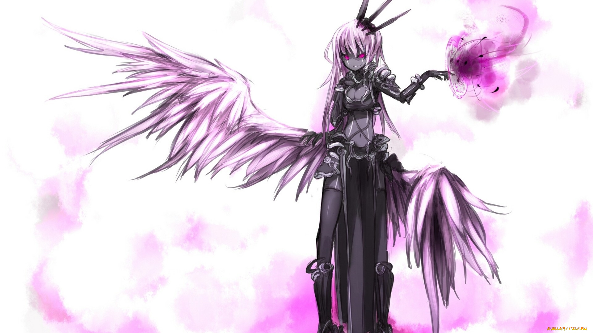 shirogane, usagi, аниме, -angels, &, demons, чулок, доспех, магия, улыбка, когти, крыло, демон