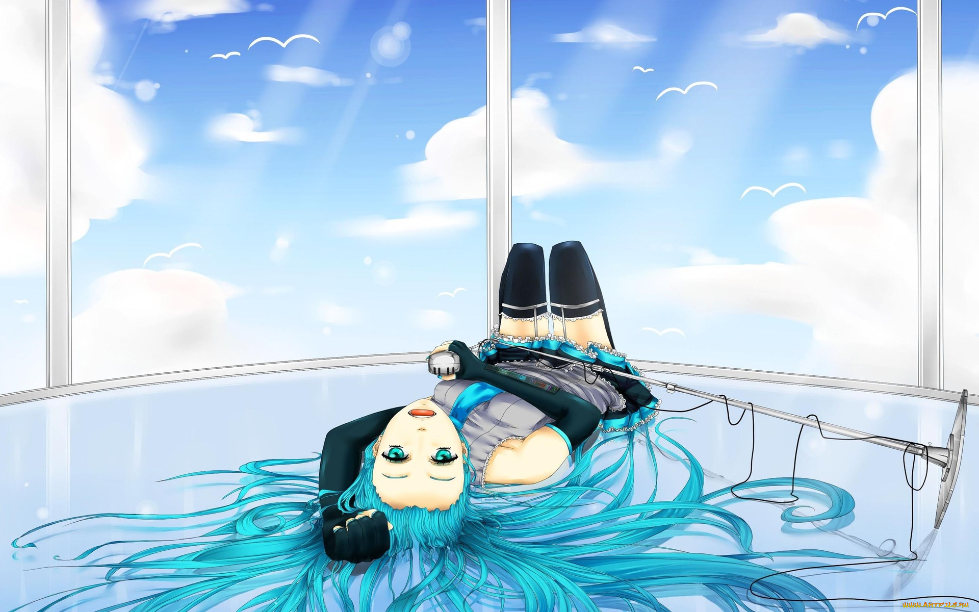 аниме, vocaloid, волосы, взгляд, девушка, hatsune, miku