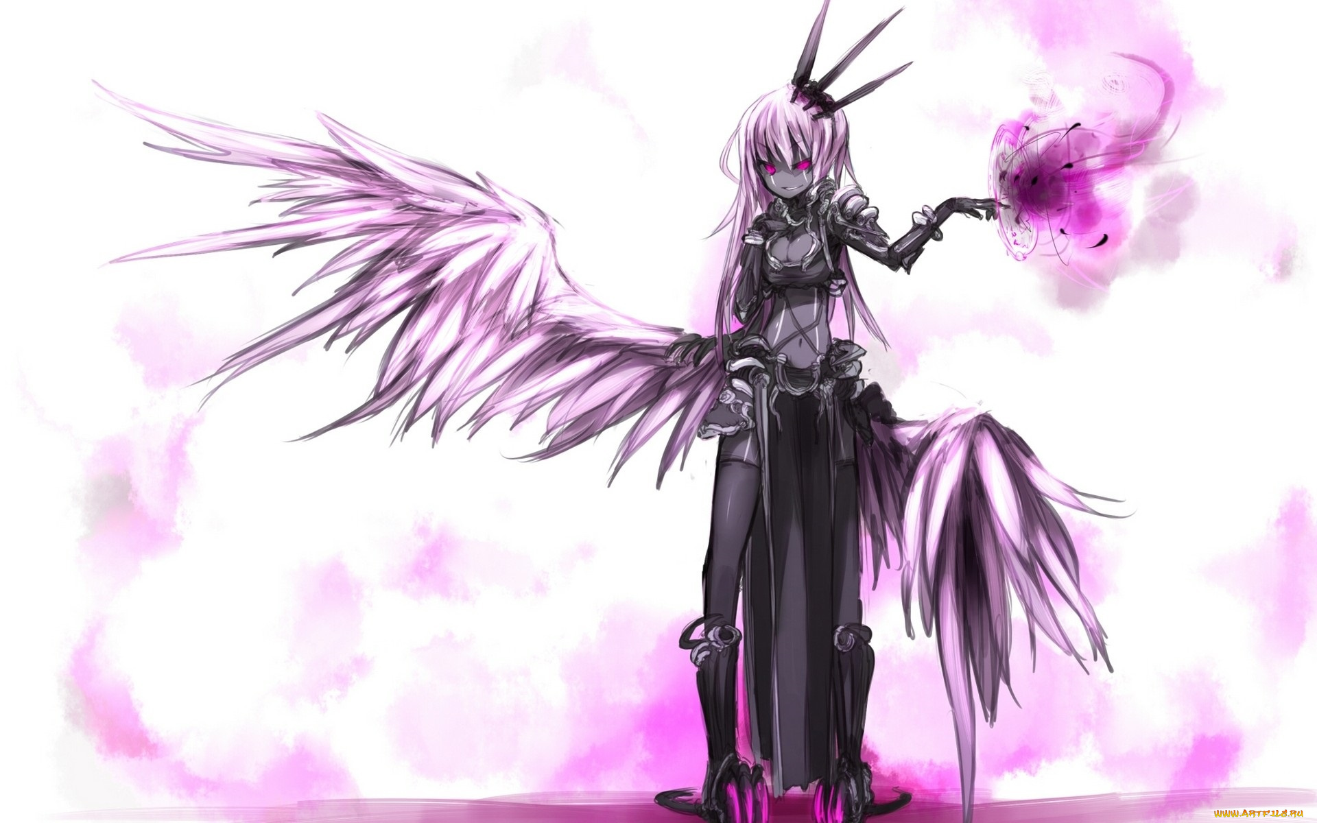 shirogane, usagi, аниме, -angels, &, demons, чулок, доспех, магия, улыбка, когти, крыло, демон