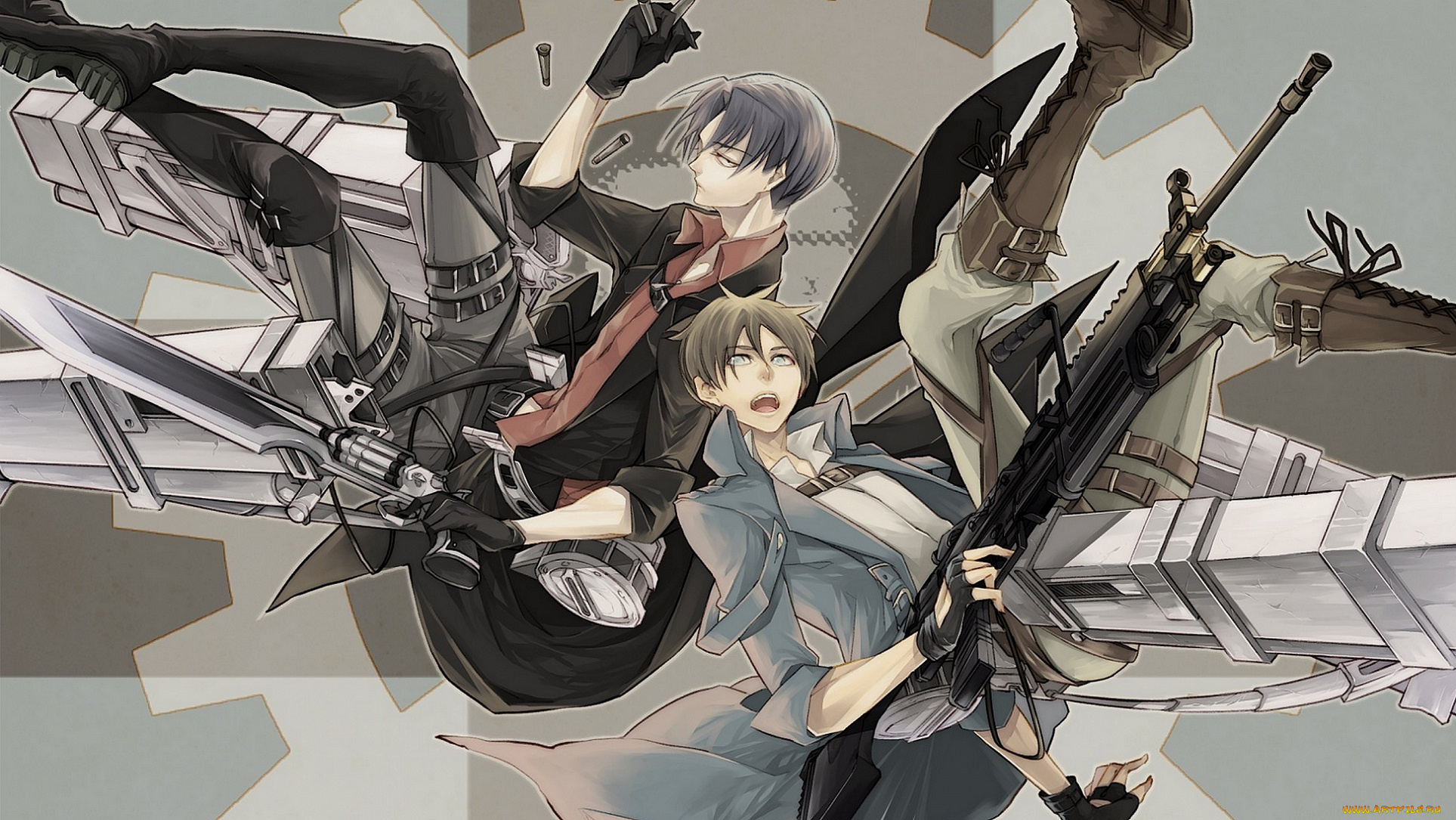 аниме, shingeki, no, kyojin, арт, eren, jaeger, levi, атака, титанов