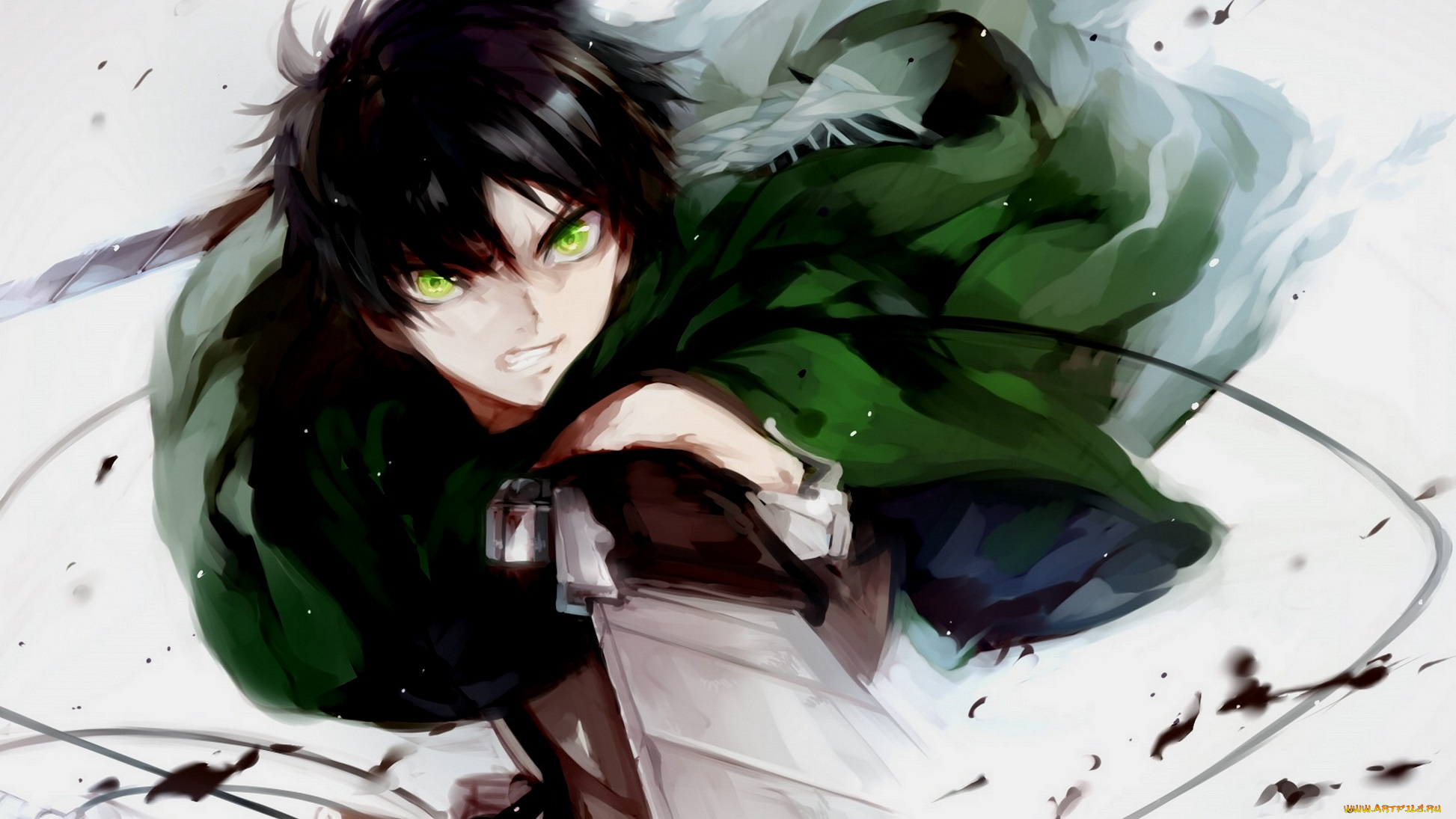 аниме, shingeki, no, kyojin, eren, jaeger, атака, титанов, арт