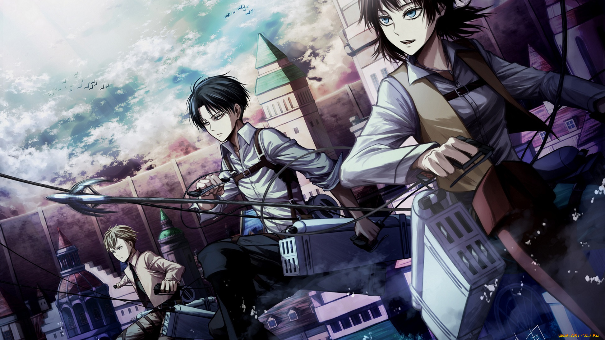 аниме, shingeki, no, kyojin, levi, атака, титанов, арт, rivaille