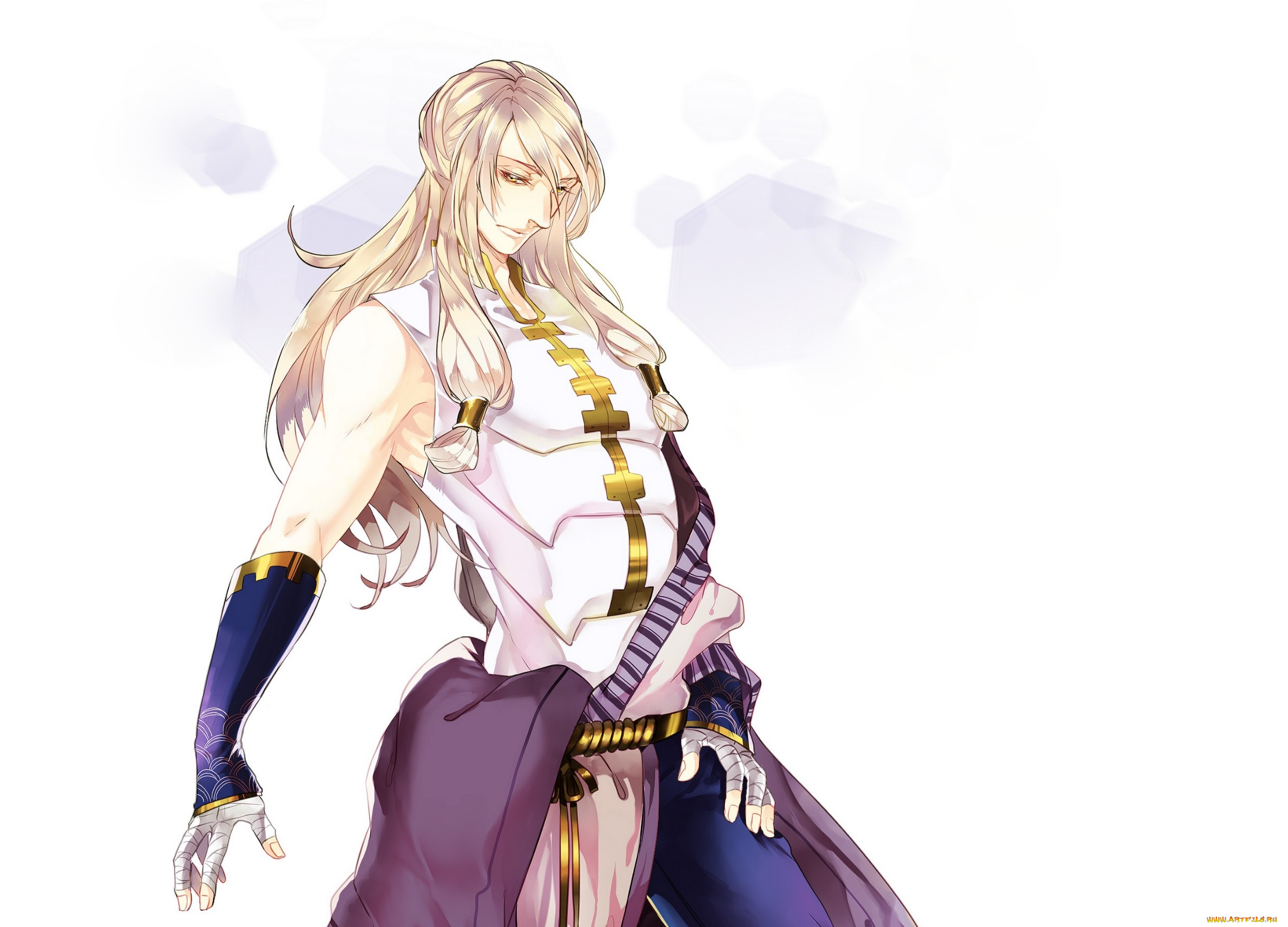 аниме, *unknown, , другое, парень, блондин, арт, белый, фон