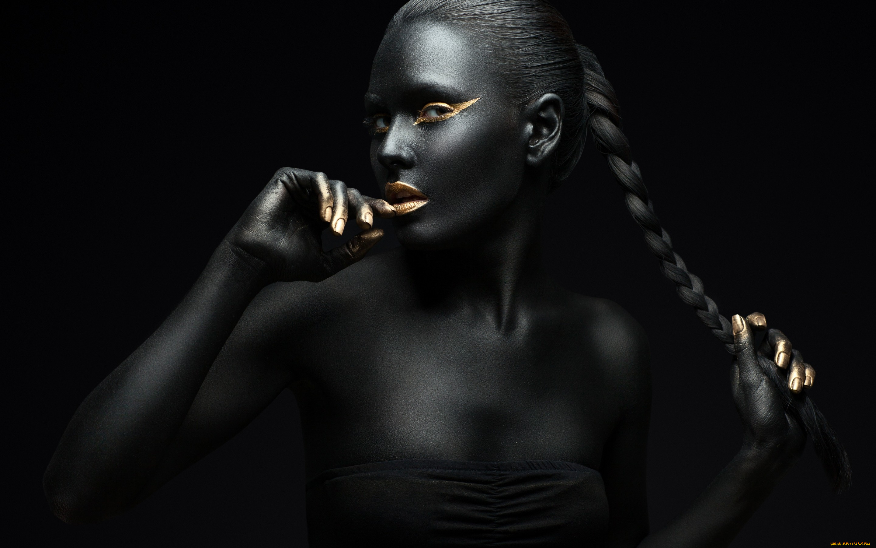 девушки, -unsort, , креатив, фон, взгляд, волосы, косичка, девушка, стиль