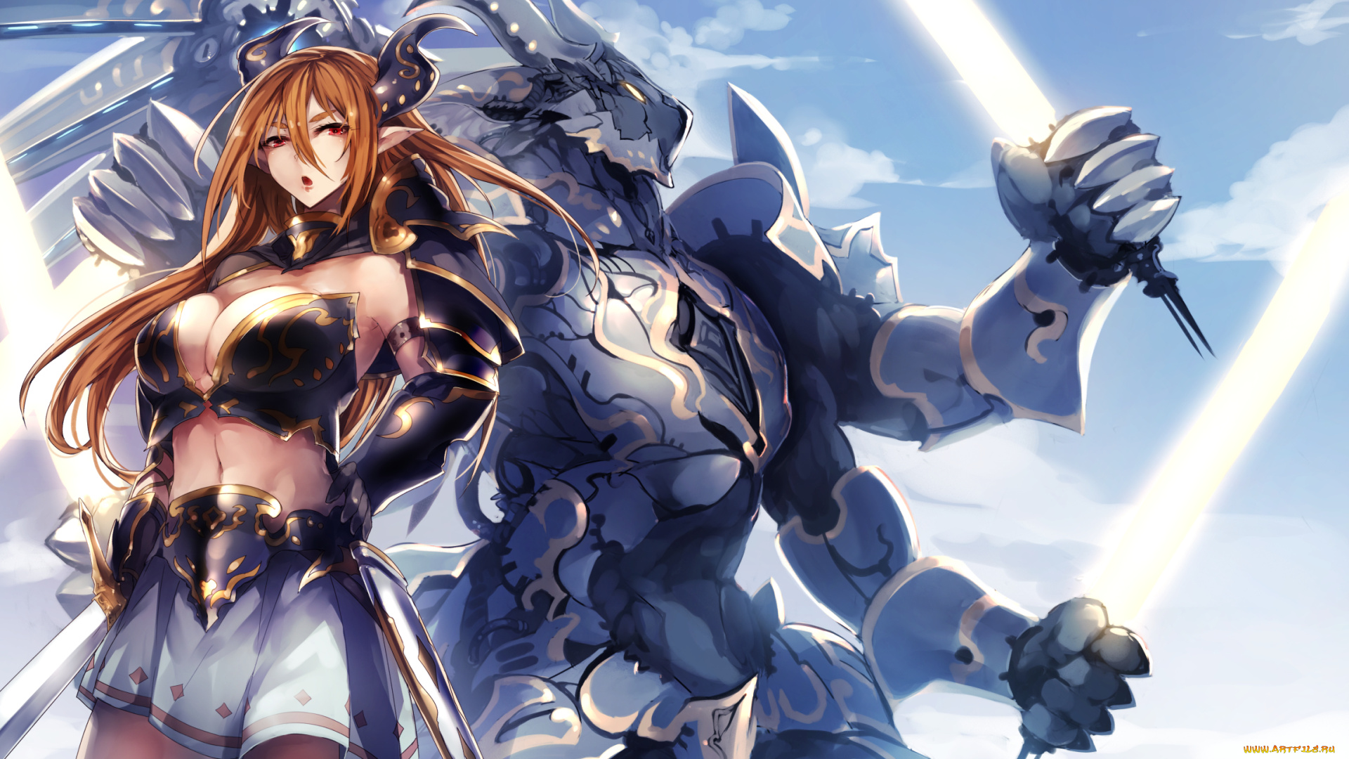 аниме, ангелы, , демоны, монстр, эльф, девушка, арт, mukuro238, kyouya, оружие