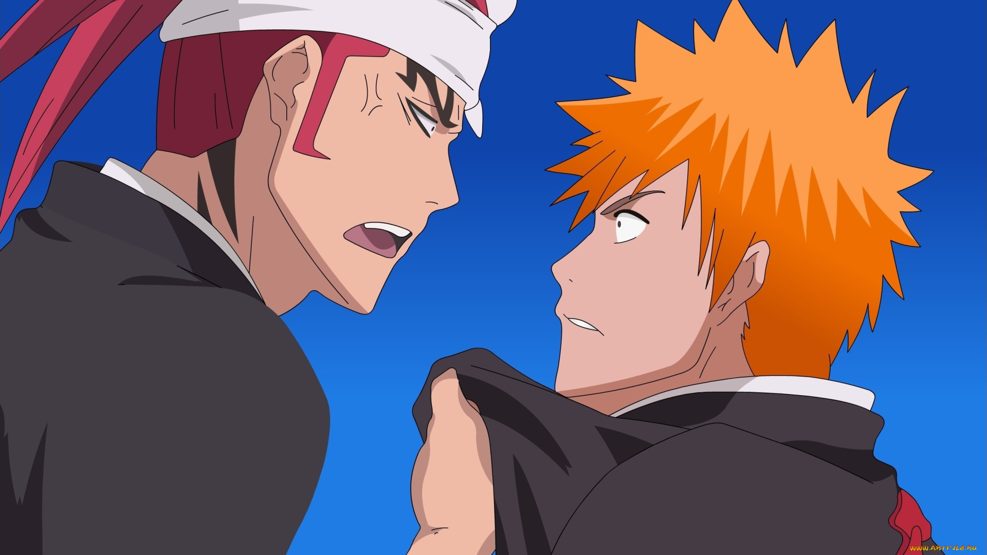 аниме, naruto, парни, взгляд, фон, renji, and, ichigo