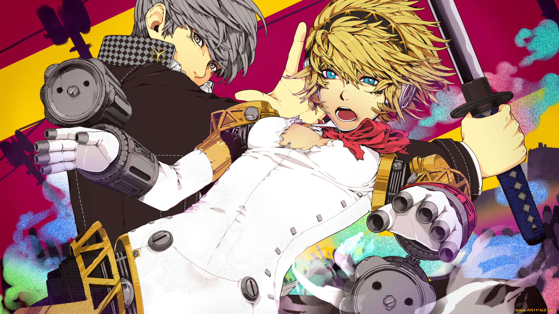 аниме, persona, 4, persona, aegis, narukami, yuu, nayu, арт, девушка, парень