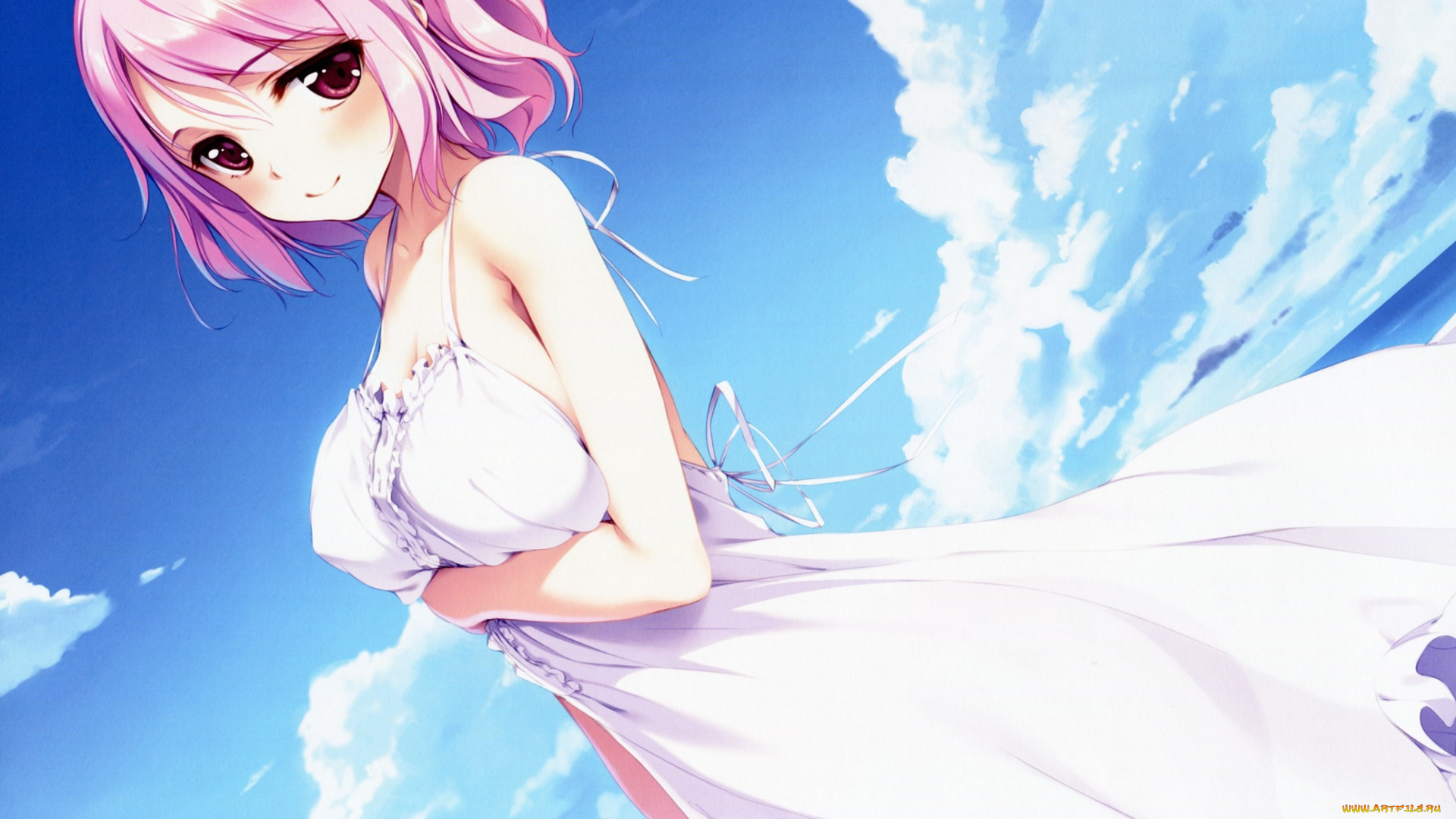 аниме, unknown, , другое, девушка, небо, арт, ke-ta, touhou, saigyouji, yuyuko