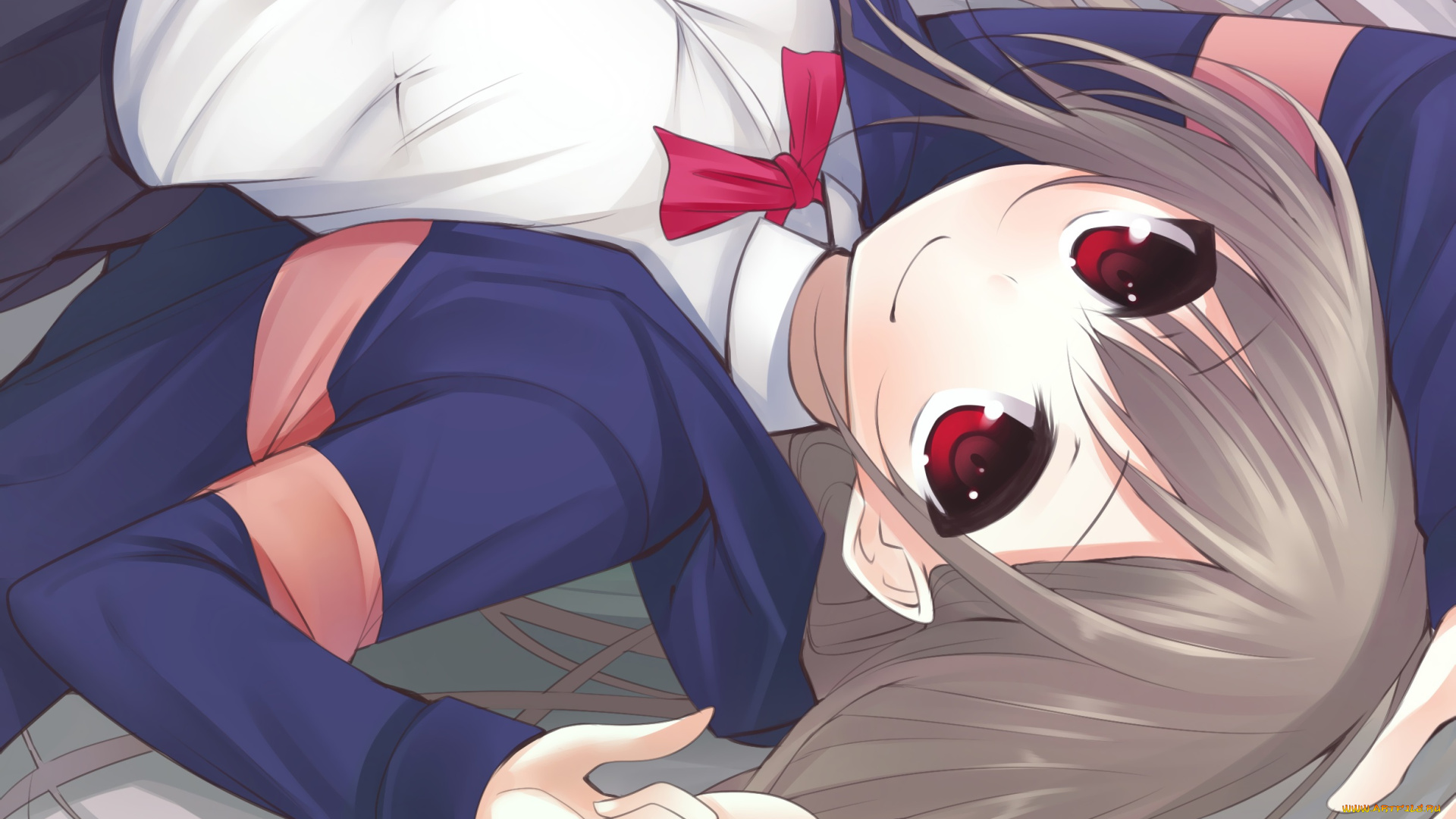 аниме, unknown, , другое, фон, взгляд, бант, форма, девушка