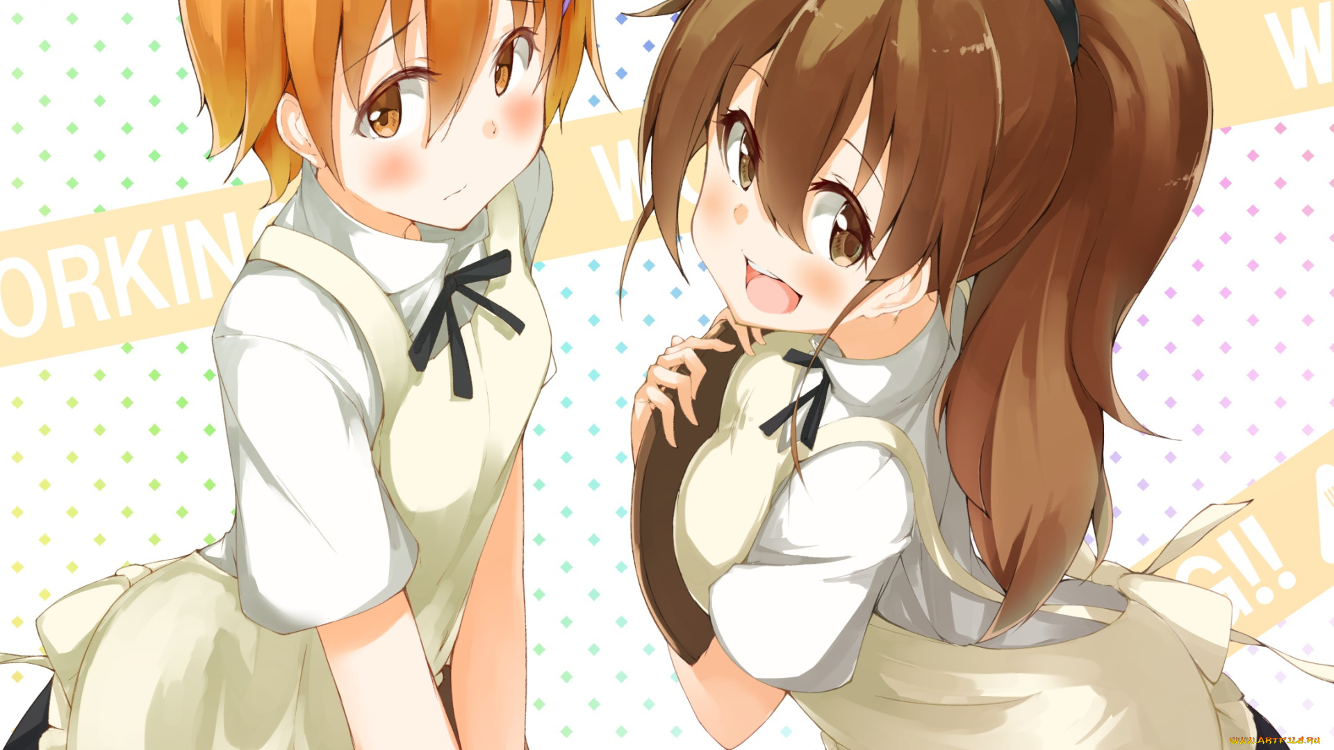 аниме, working, taneshima, popura, okomeito, девочки, арт, inami, mahiru