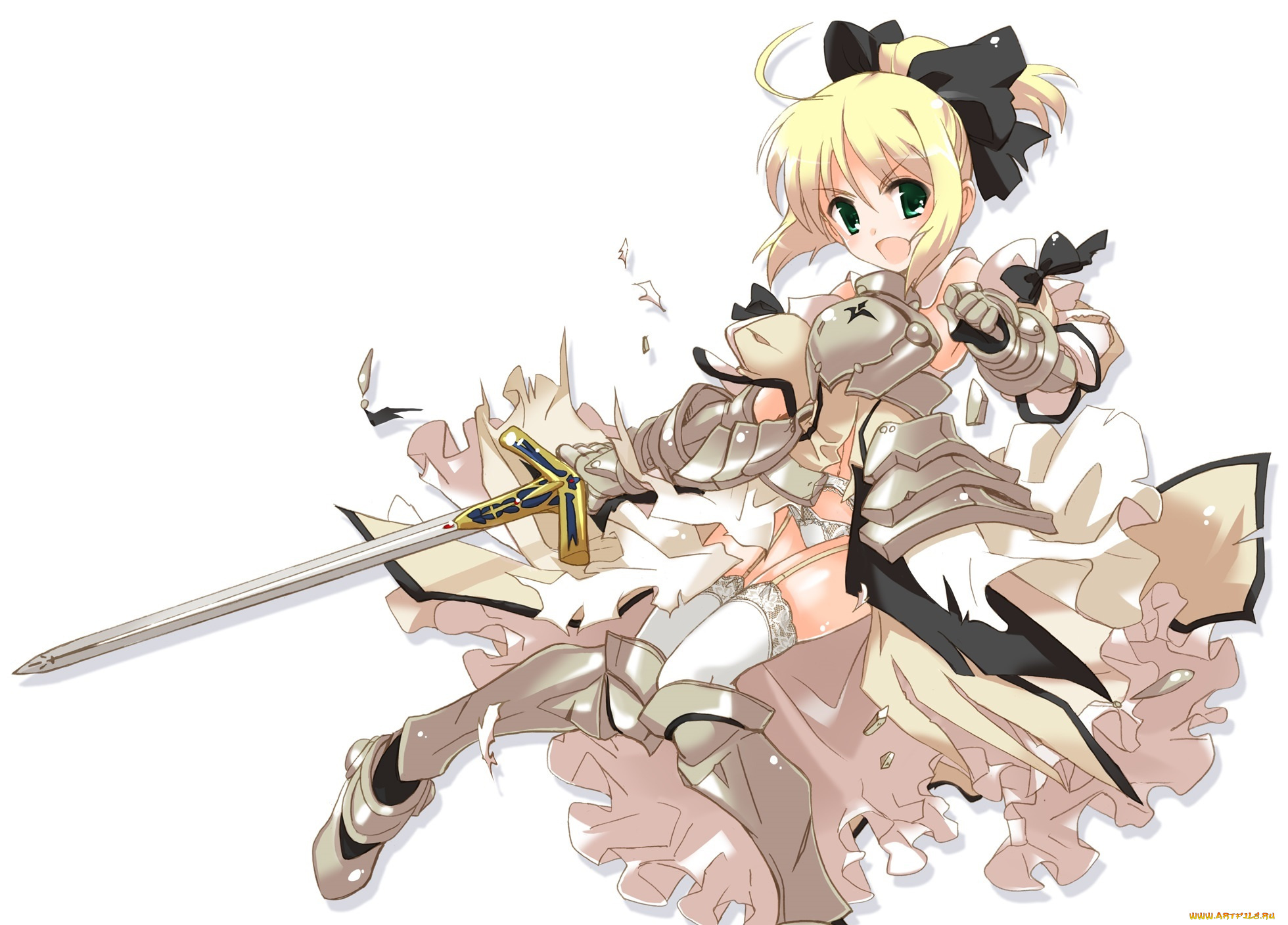 аниме, fate, stay, night, девочка, сейбер, арт