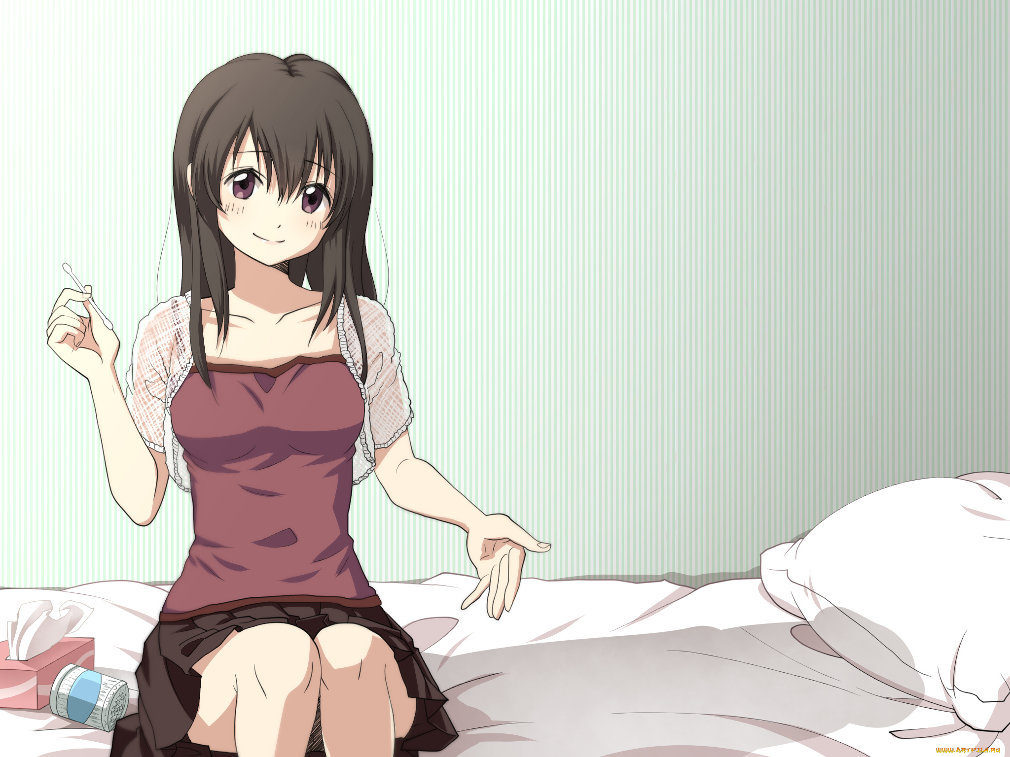 аниме, unknown, , другое, арт, artist, tagme, ватные, палочки, девушка