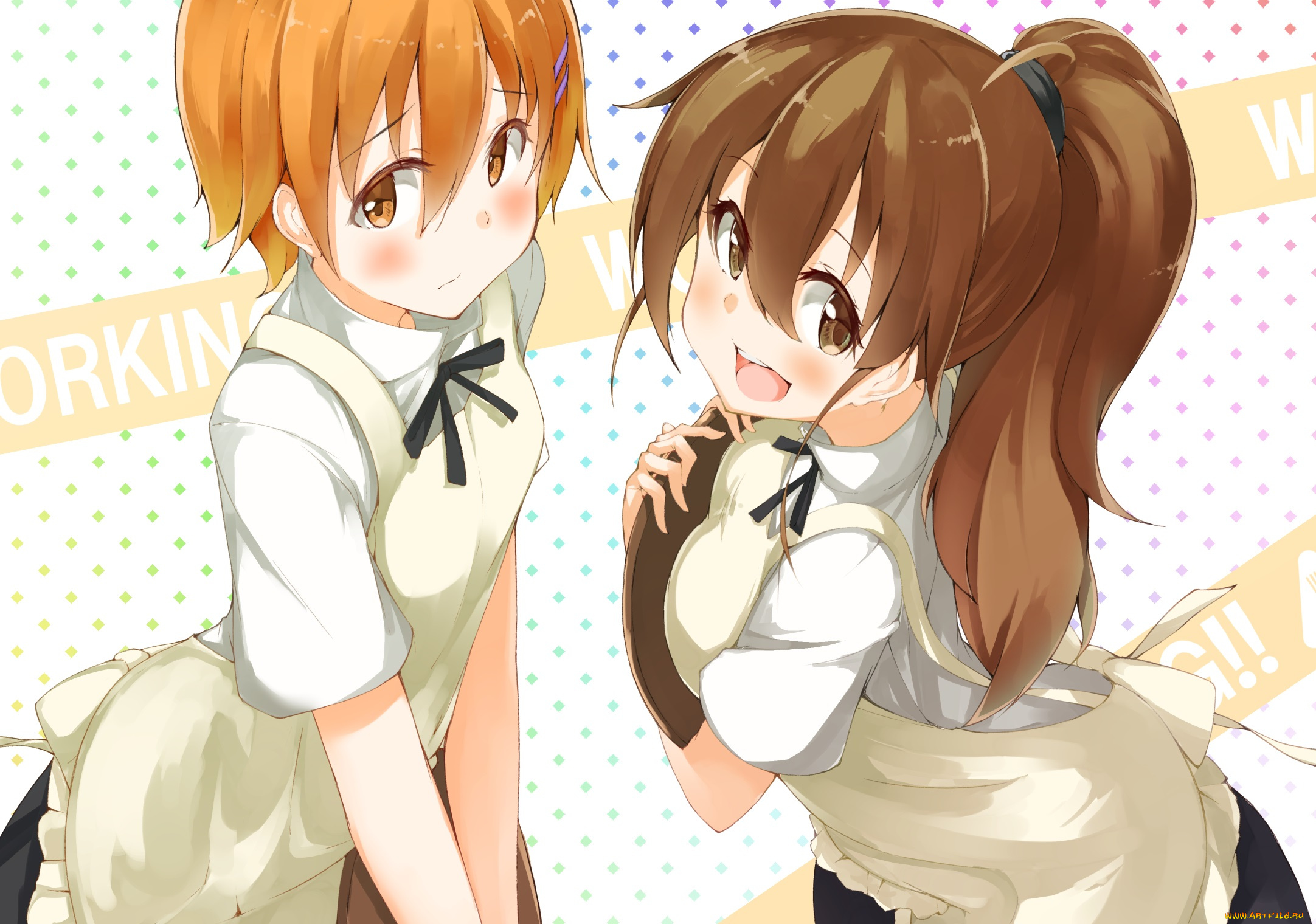 аниме, working, taneshima, popura, okomeito, девочки, арт, inami, mahiru