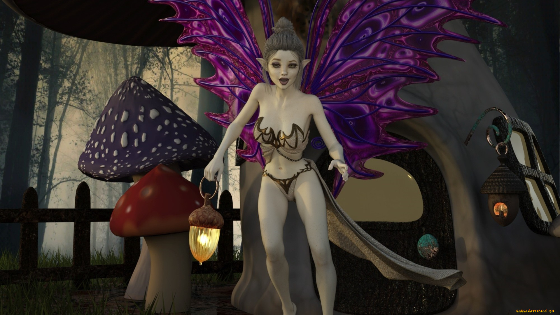 3д, графика, эльфы, , elves, взгляд, эльфийка, фон, грудь