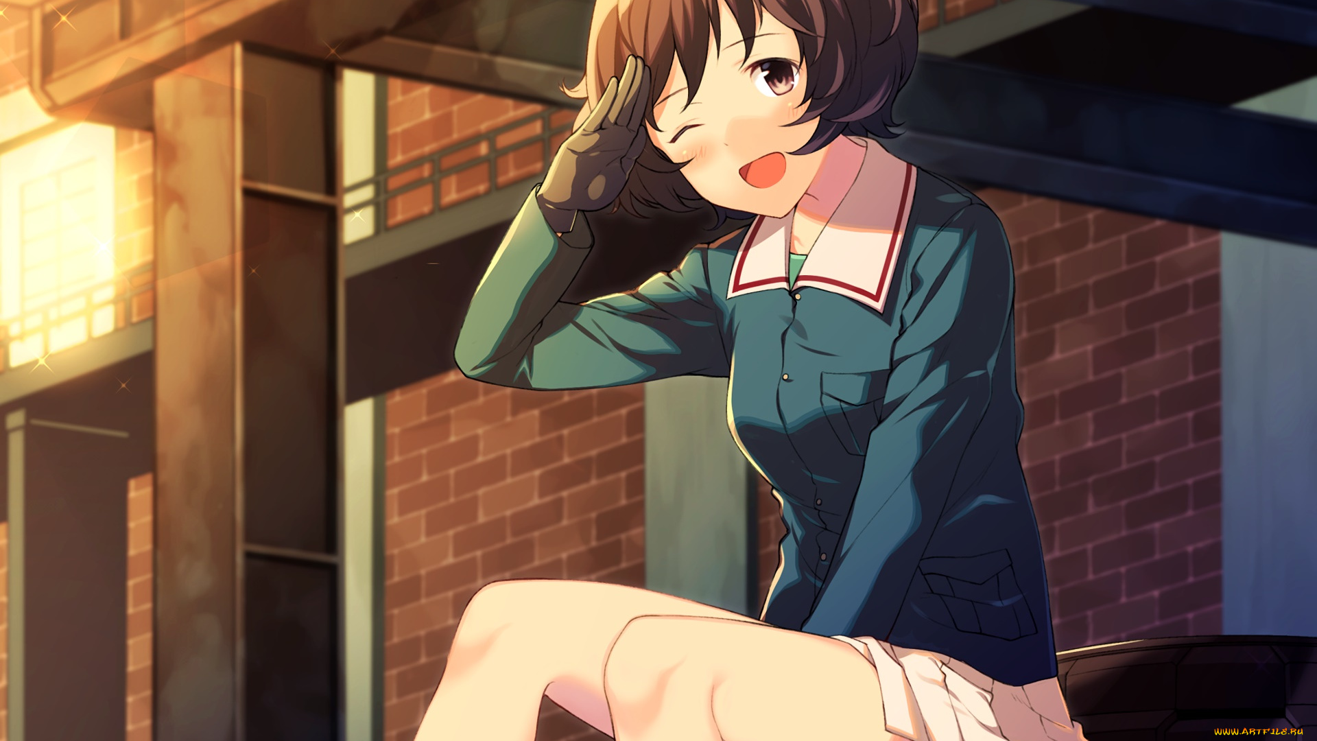 аниме, girls, und, panzer, фон, взгляд, девушка