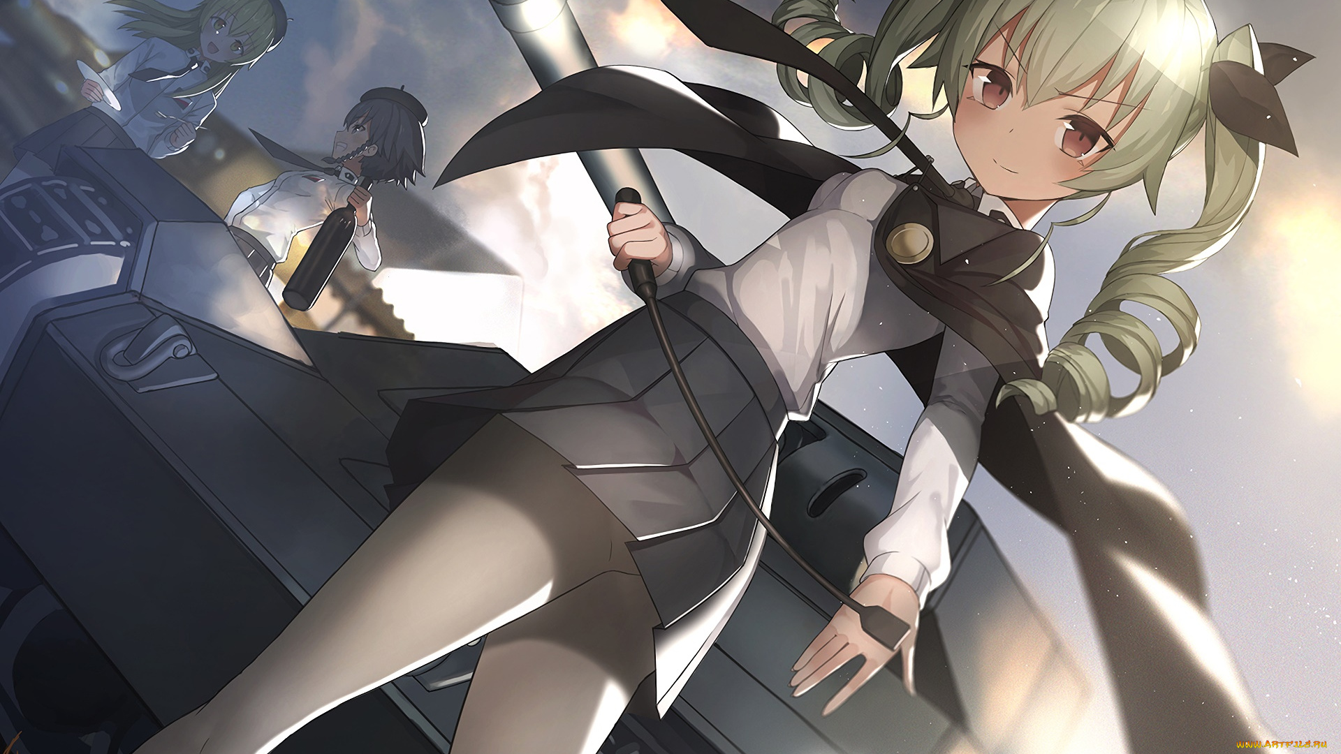 аниме, girls, und, panzer, фон, взгляд, девушка