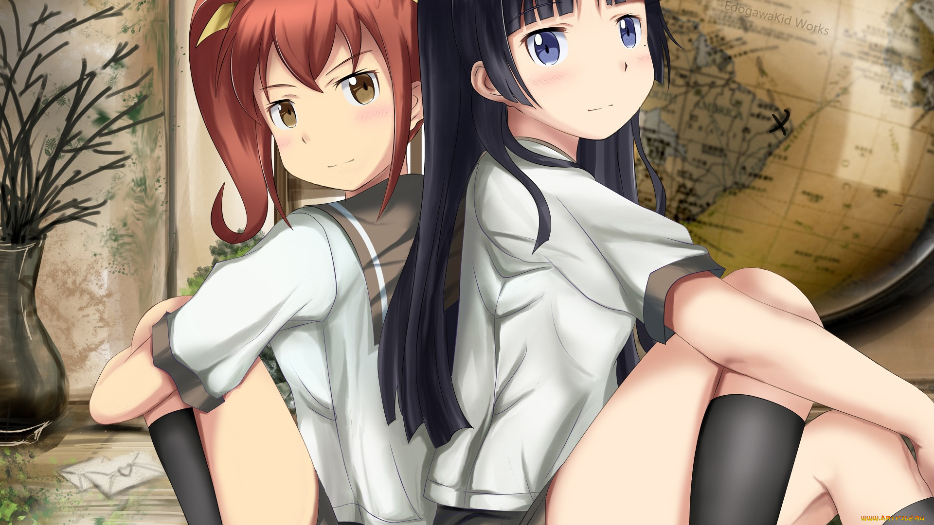 аниме, oreimo, взгляд, девушки, фон