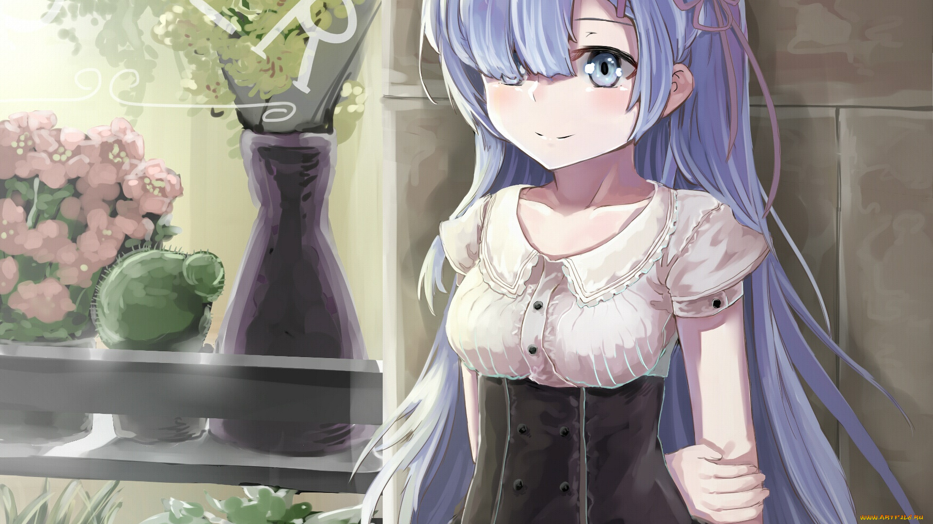 аниме, re, , zero, kara, hajimeru, isekai, seikatsu, фон, взгляд, девушка