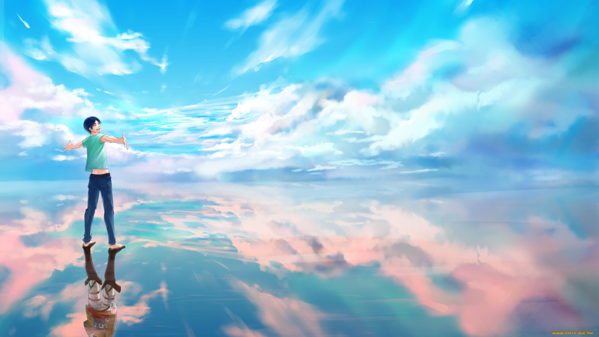 аниме, shingeki, no, kyojin, эрен, небо