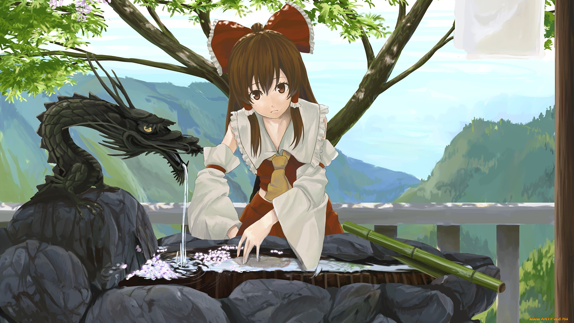 аниме, touhou, фон, взгляд, девушка