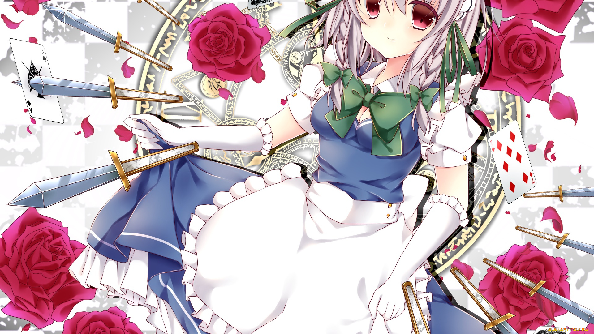 аниме, touhou, фон, взгляд, девушка