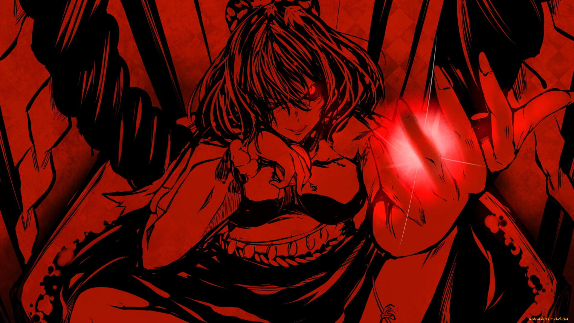 аниме, touhou, фон, взгляд, девушка