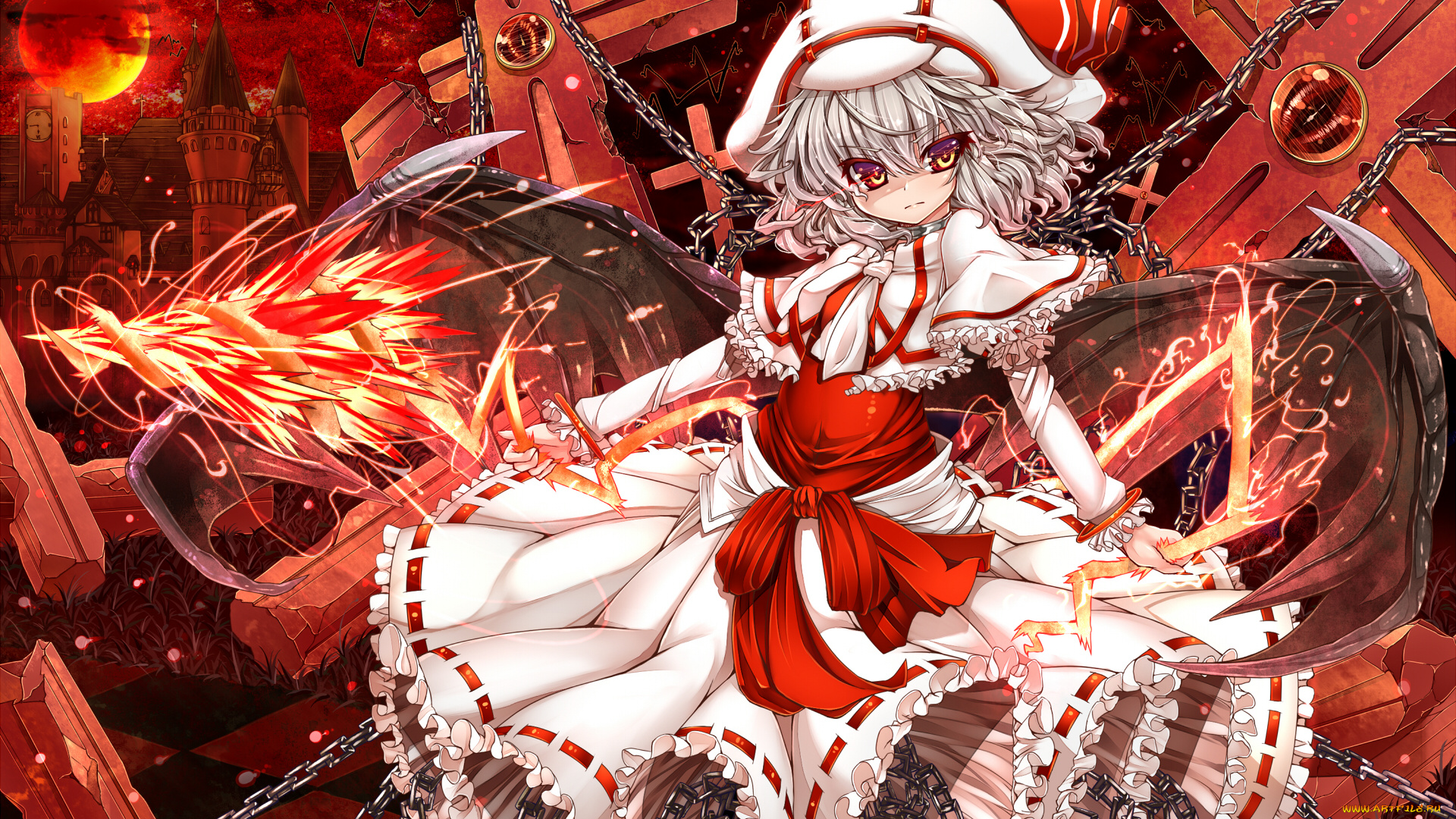 аниме, touhou, фон, взгляд, девушка